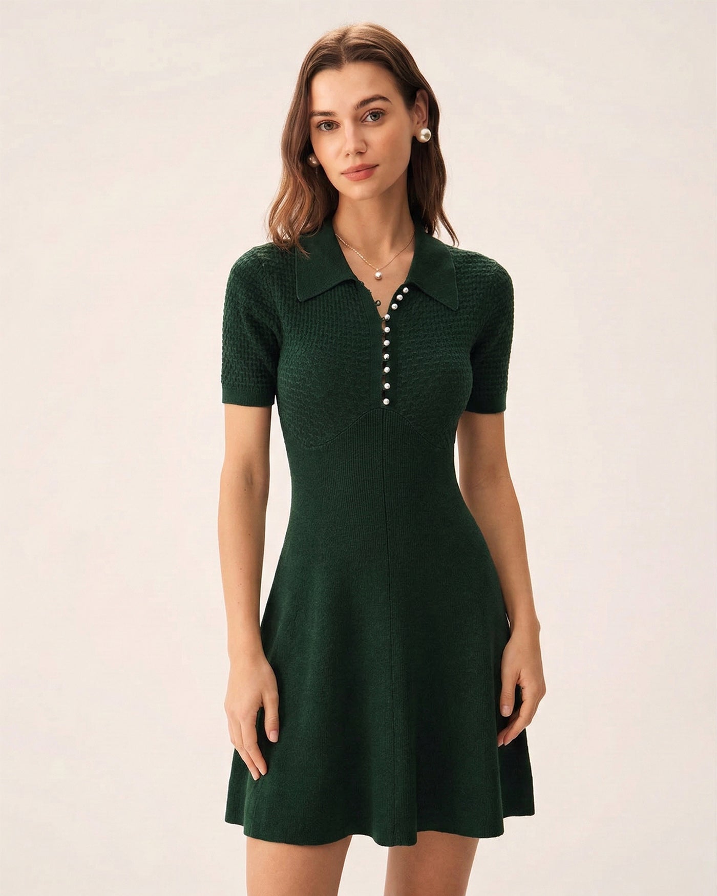 Green Collar Sweater Dress