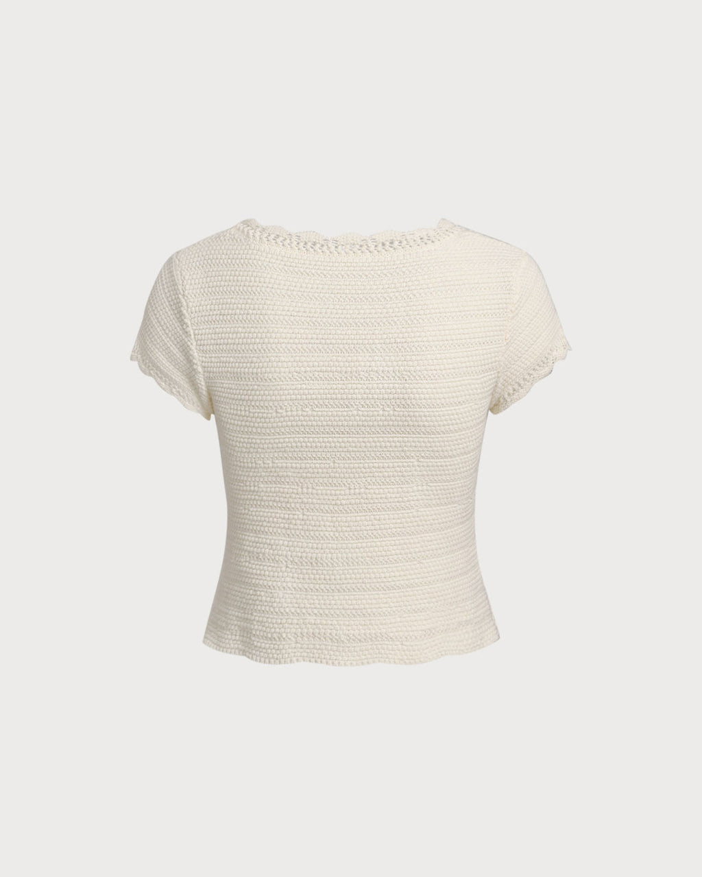 Beige U Neck Textured Cardigan