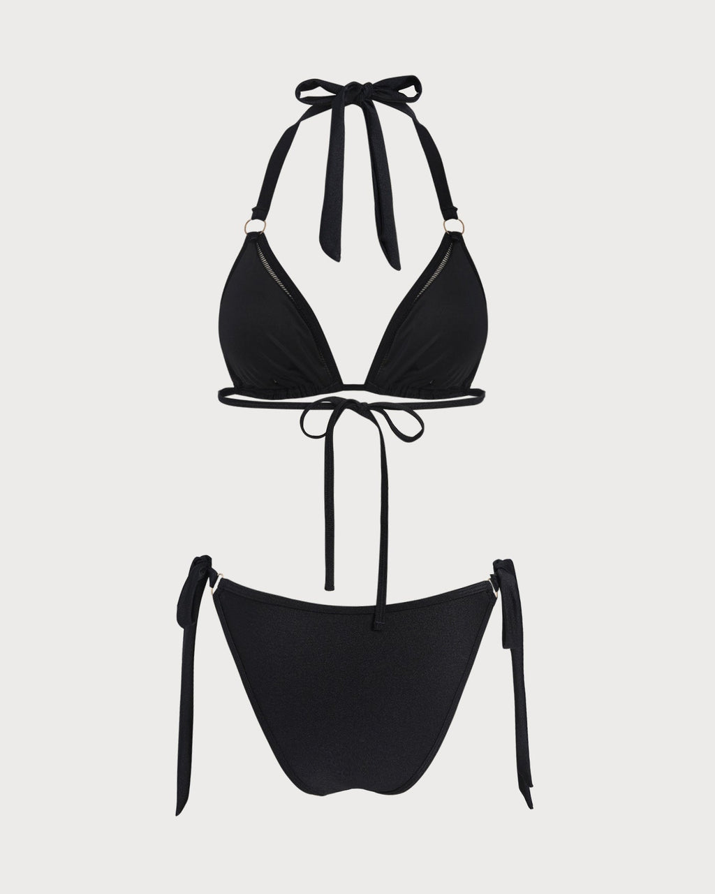 Black Halter O-Ring Triangle Bikini Set