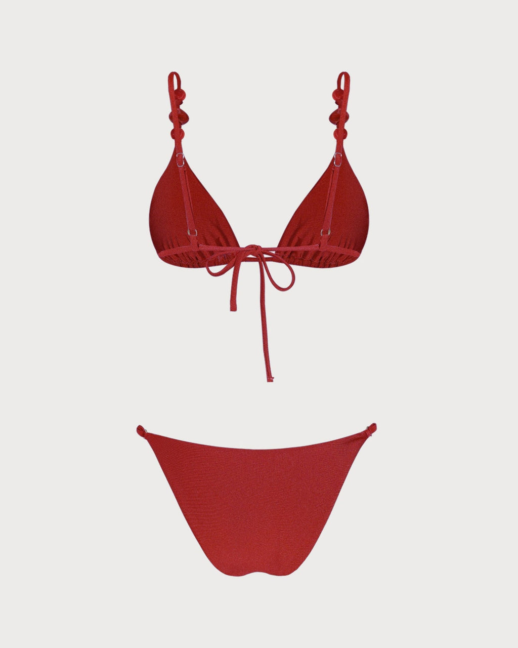 Red V Neck Triangle Bikini Set