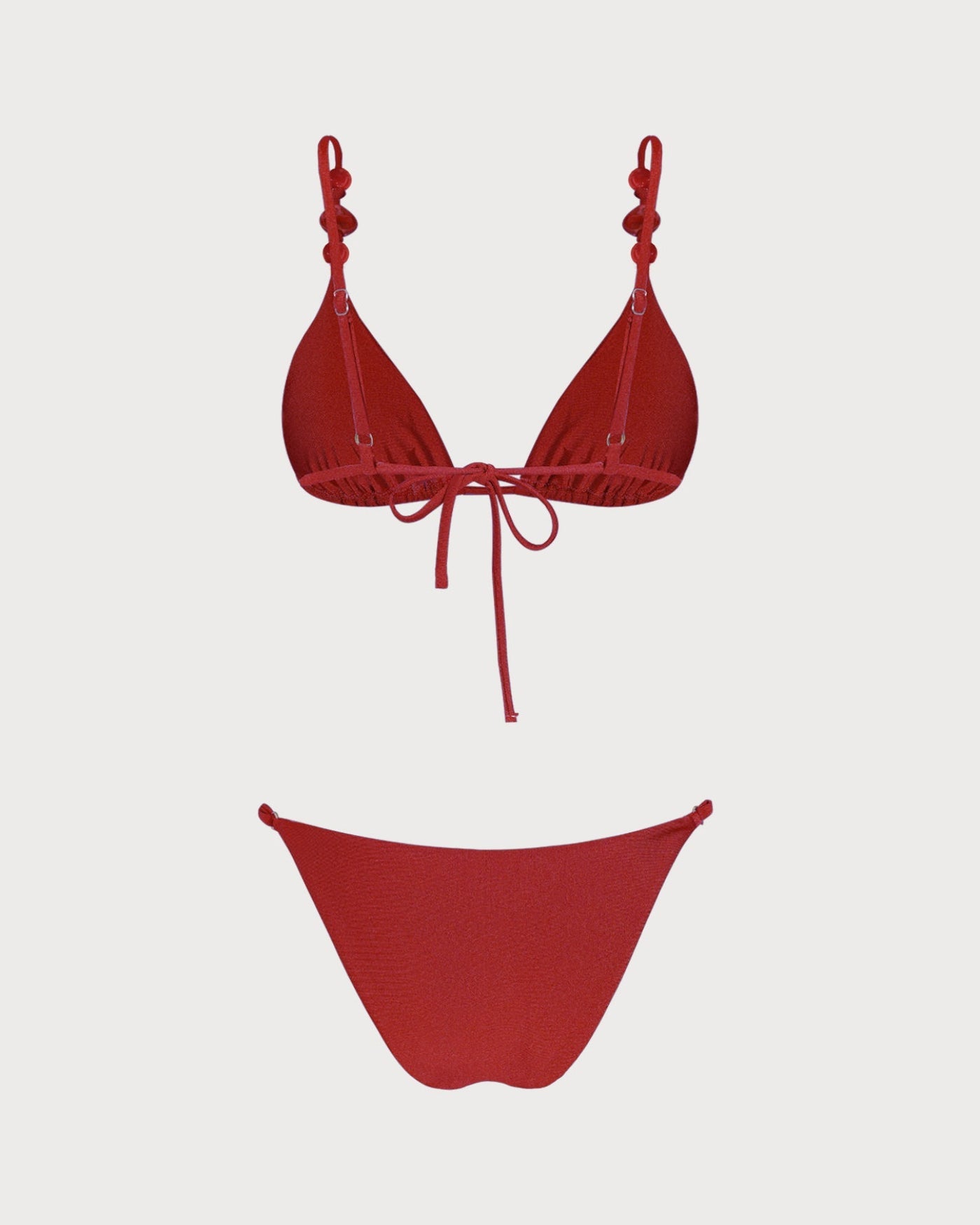 Red V Neck Triangle Bikini Set