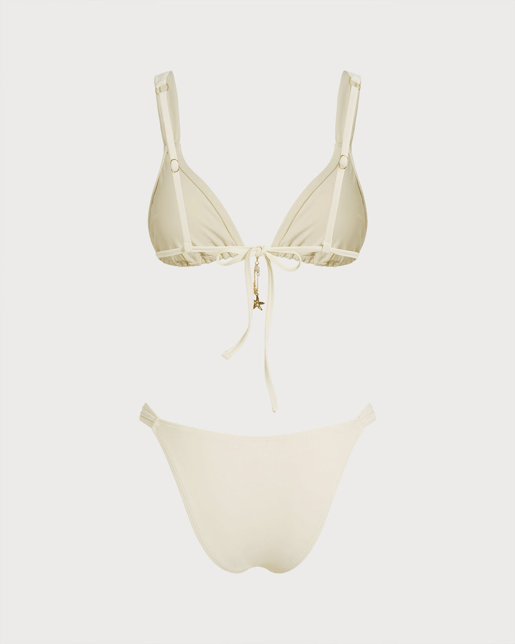Off White Drawstring Triangle Bikini Set