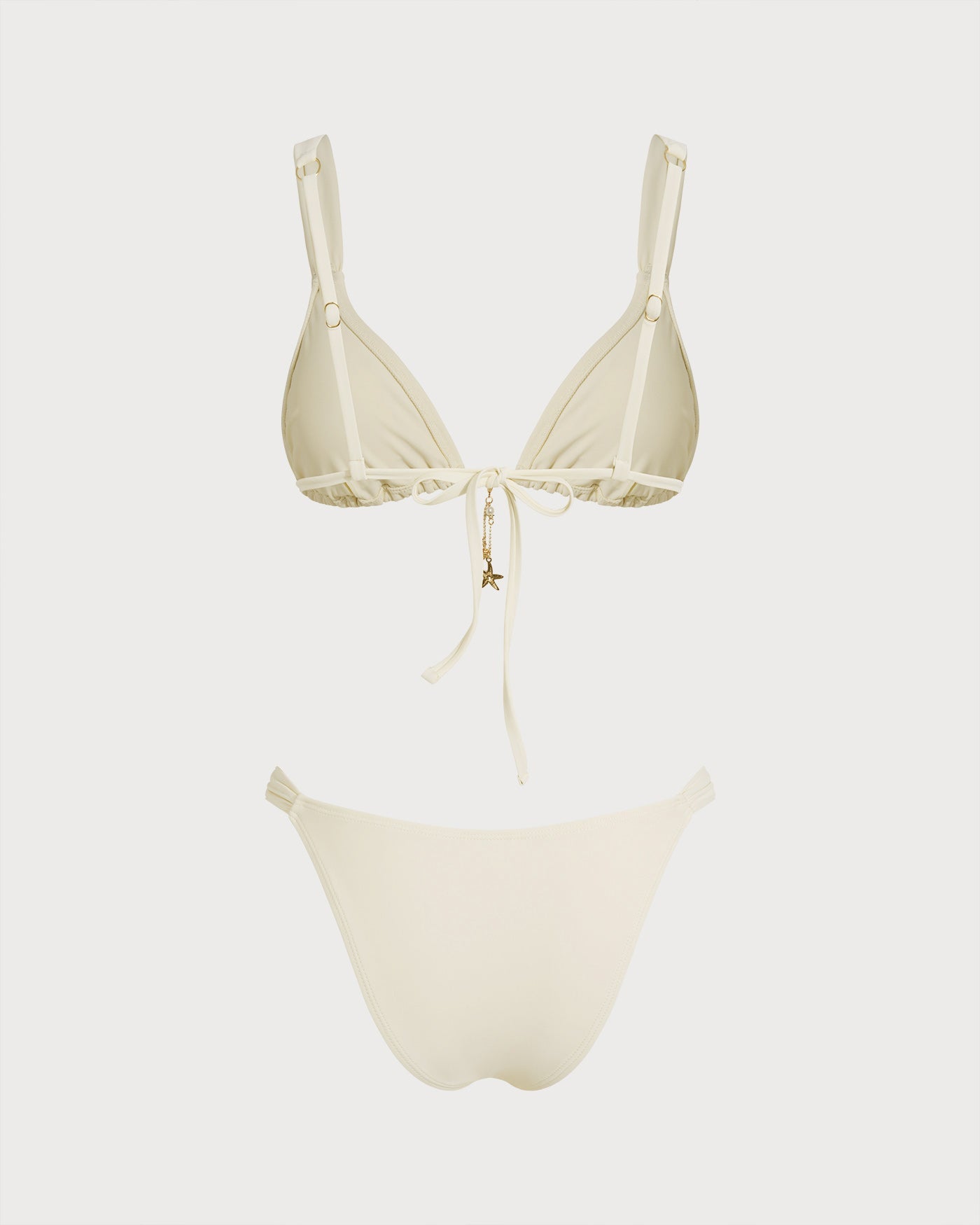 Off White Drawstring Triangle Bikini Set