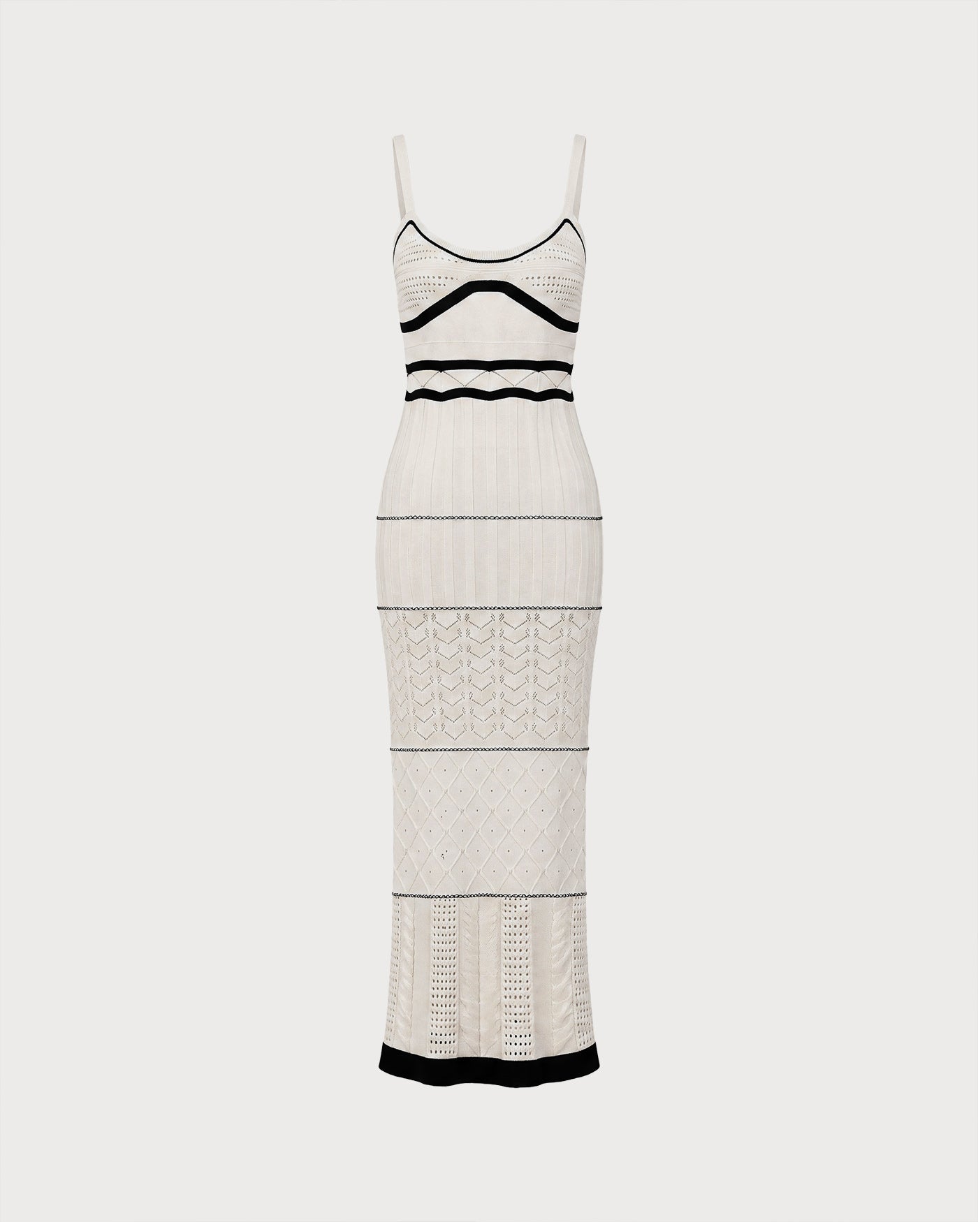 Beige Contrasting Textured Slip Maxi Dress