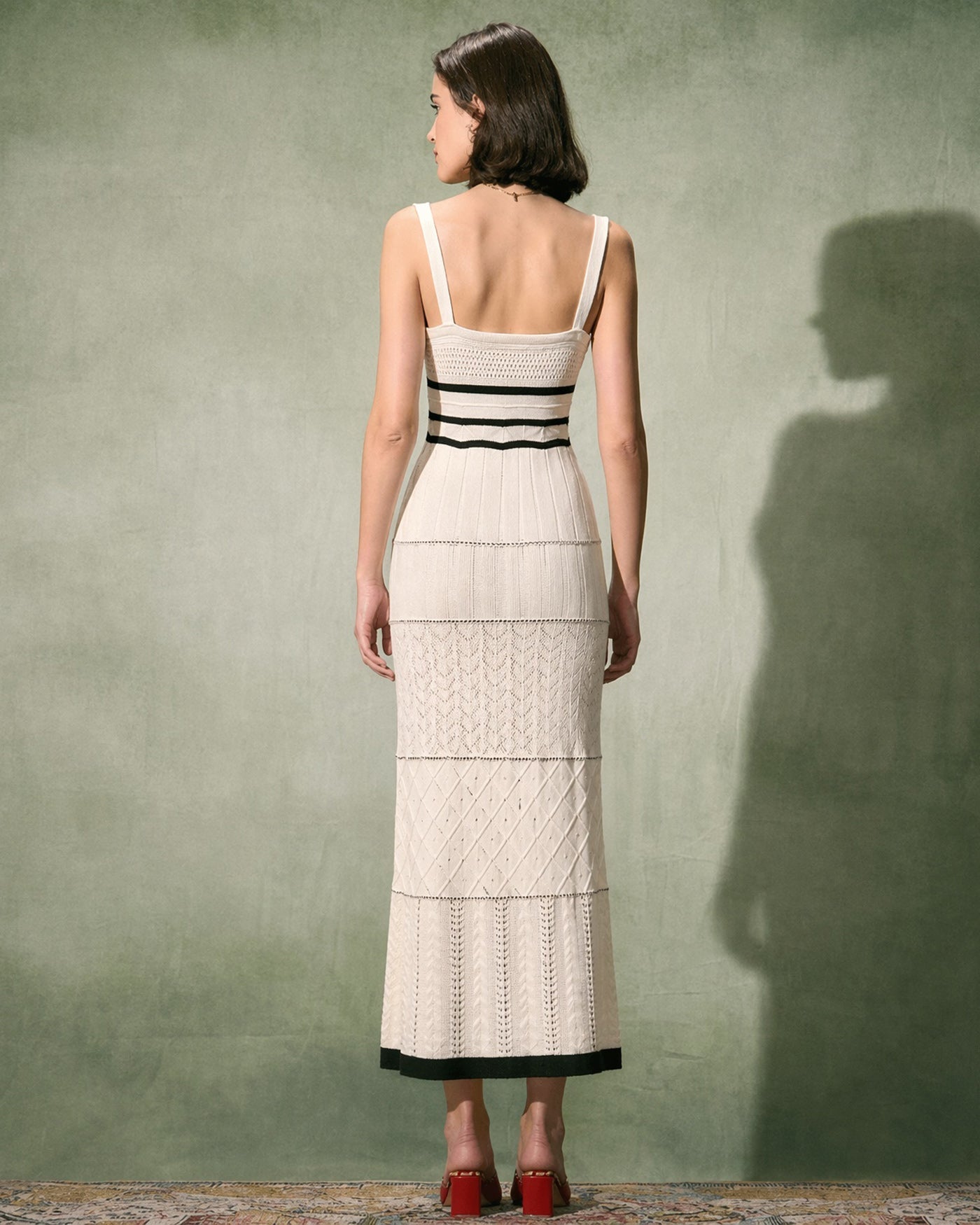 Beige Contrasting Textured Slip Maxi Dress