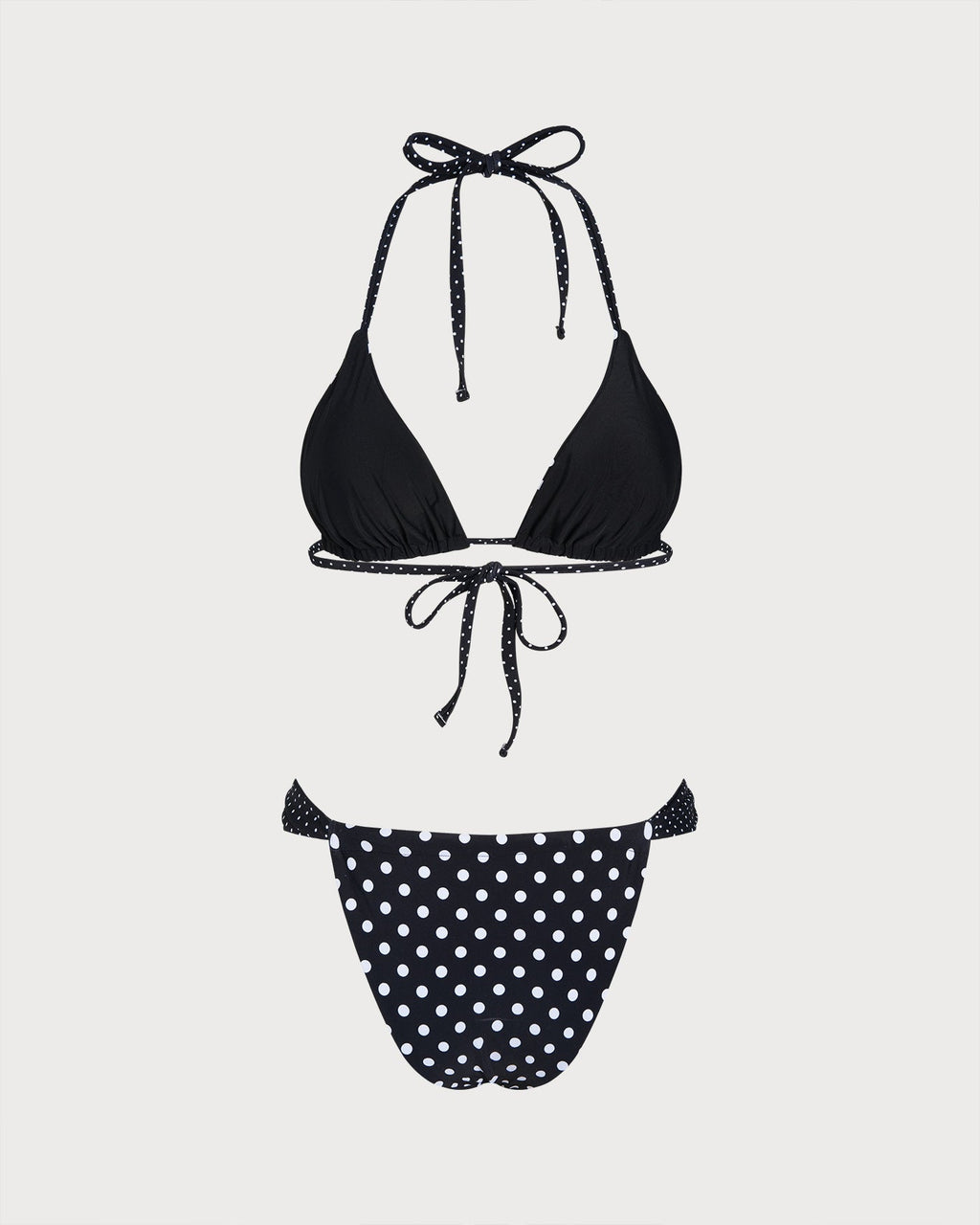 Black Polka Dot Reversible Bikini Set