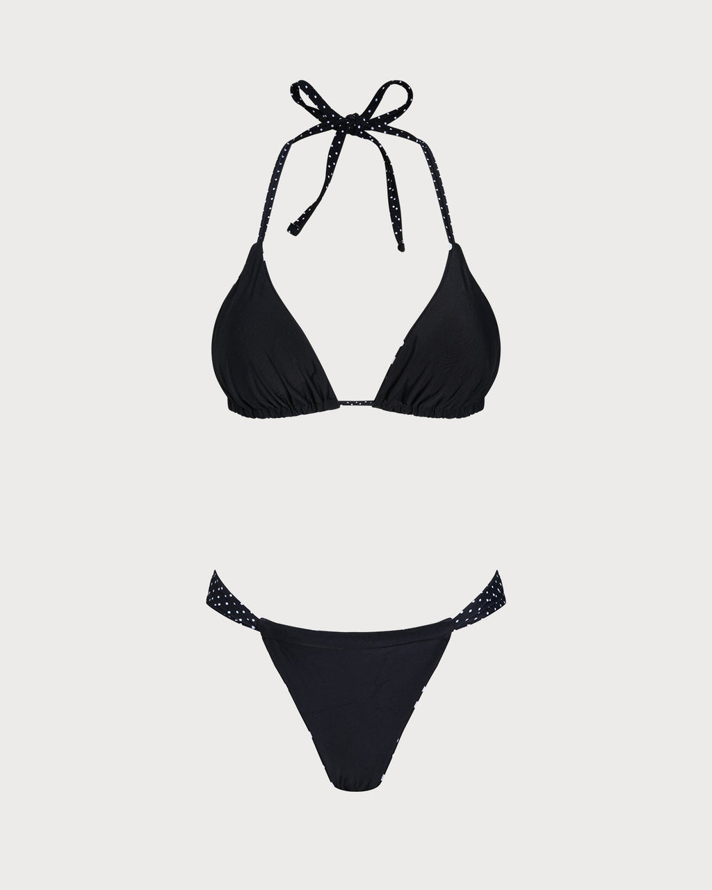 Black Polka Dot Reversible Bikini Set