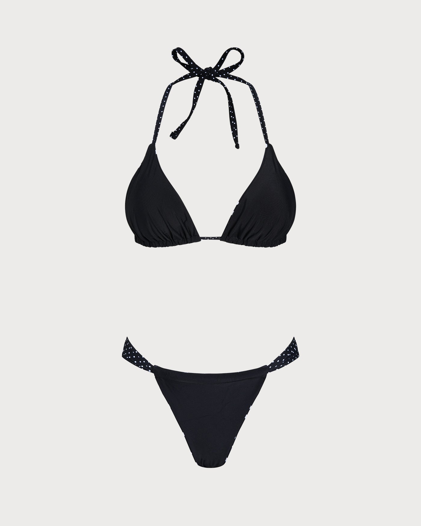 Black Polka Dot Reversible Bikini Set