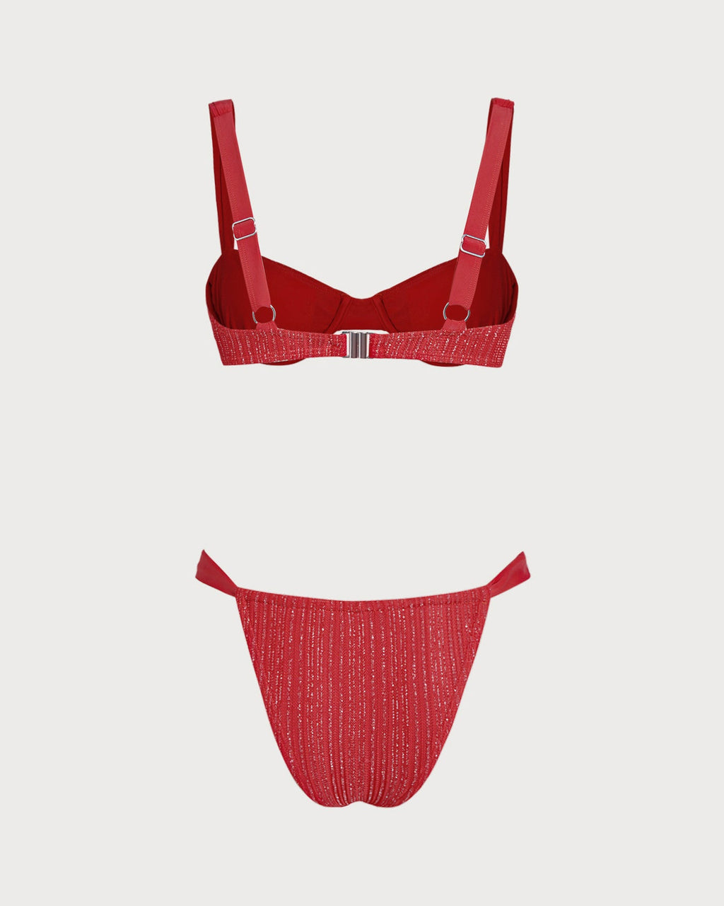 Red Sequins Underwire Bikini Set