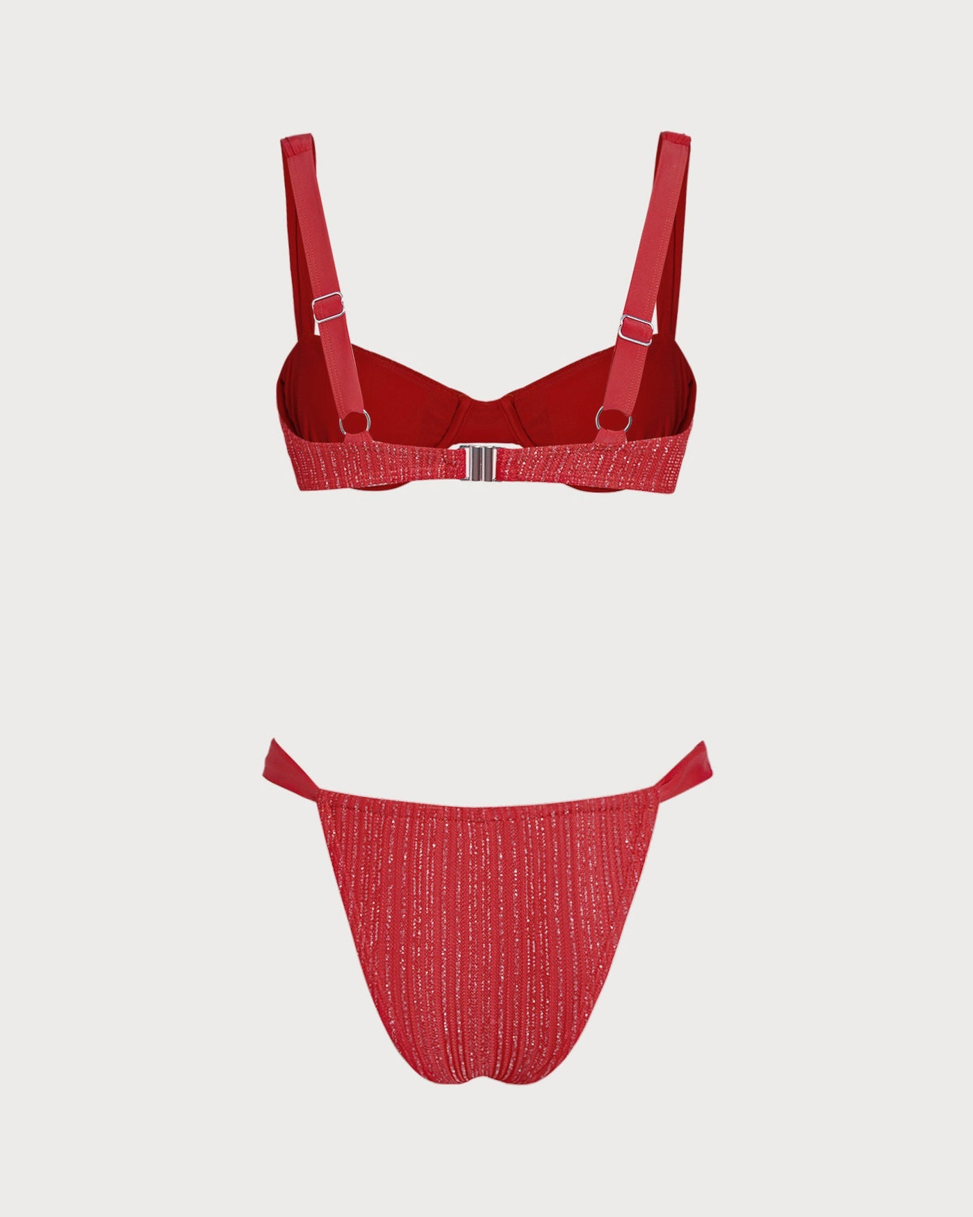 Red Sequins Underwire Bikini Set