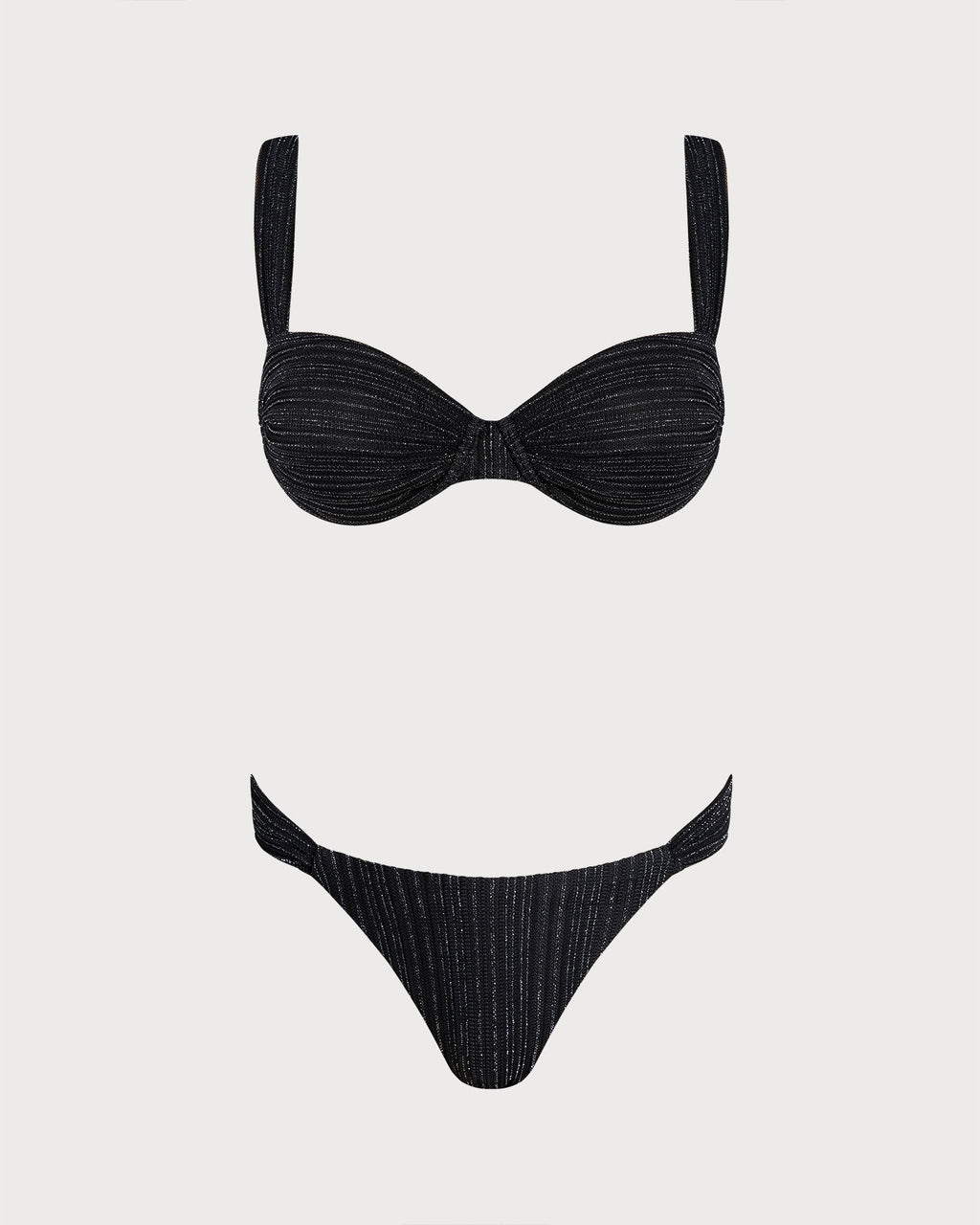 Black Sequins Underwire Bikini Set