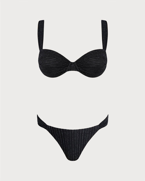 Black Sequins Underwire Bikini Set