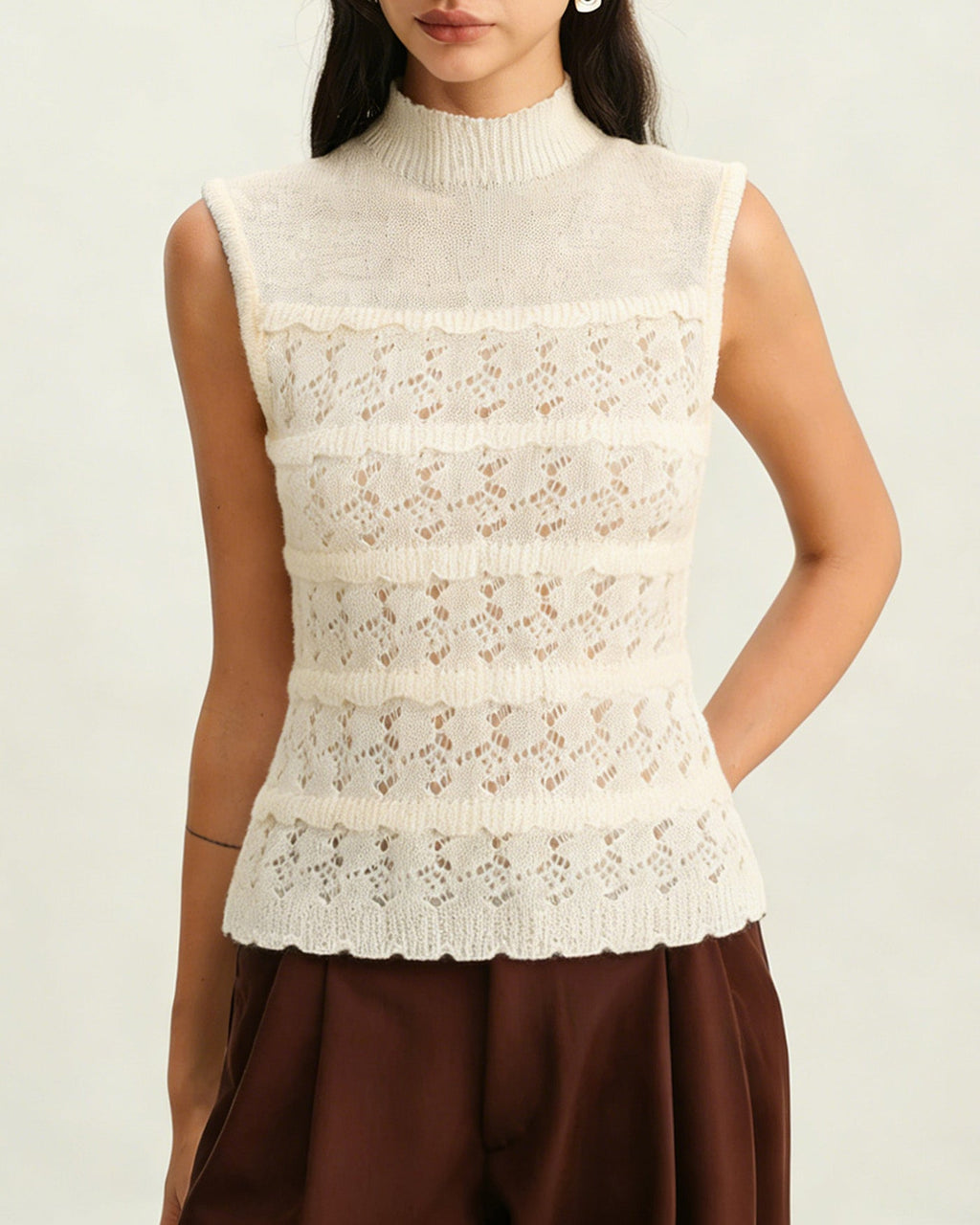 Apricot Turtle Textured Tank Top