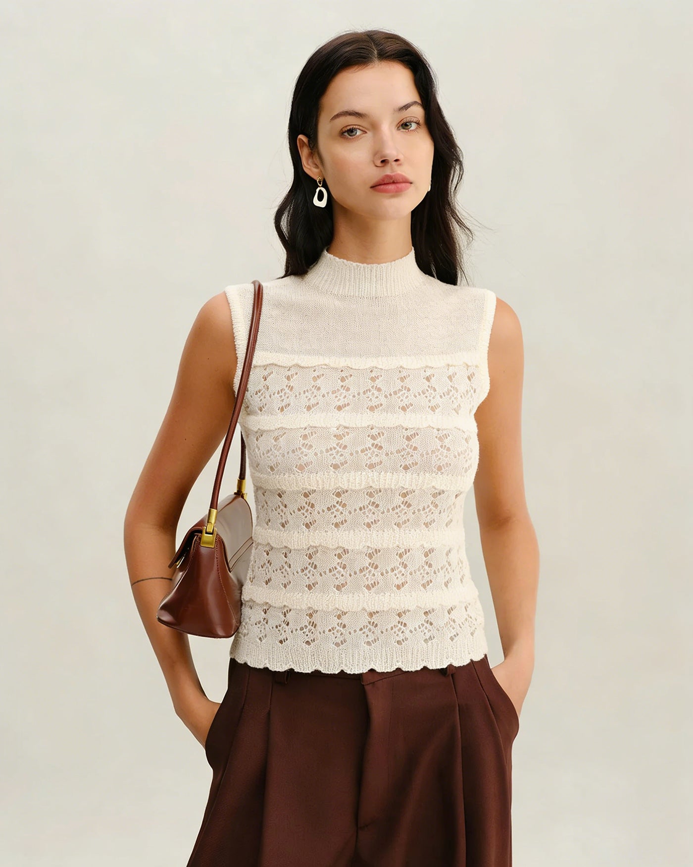 Apricot Turtle Textured Tank Top