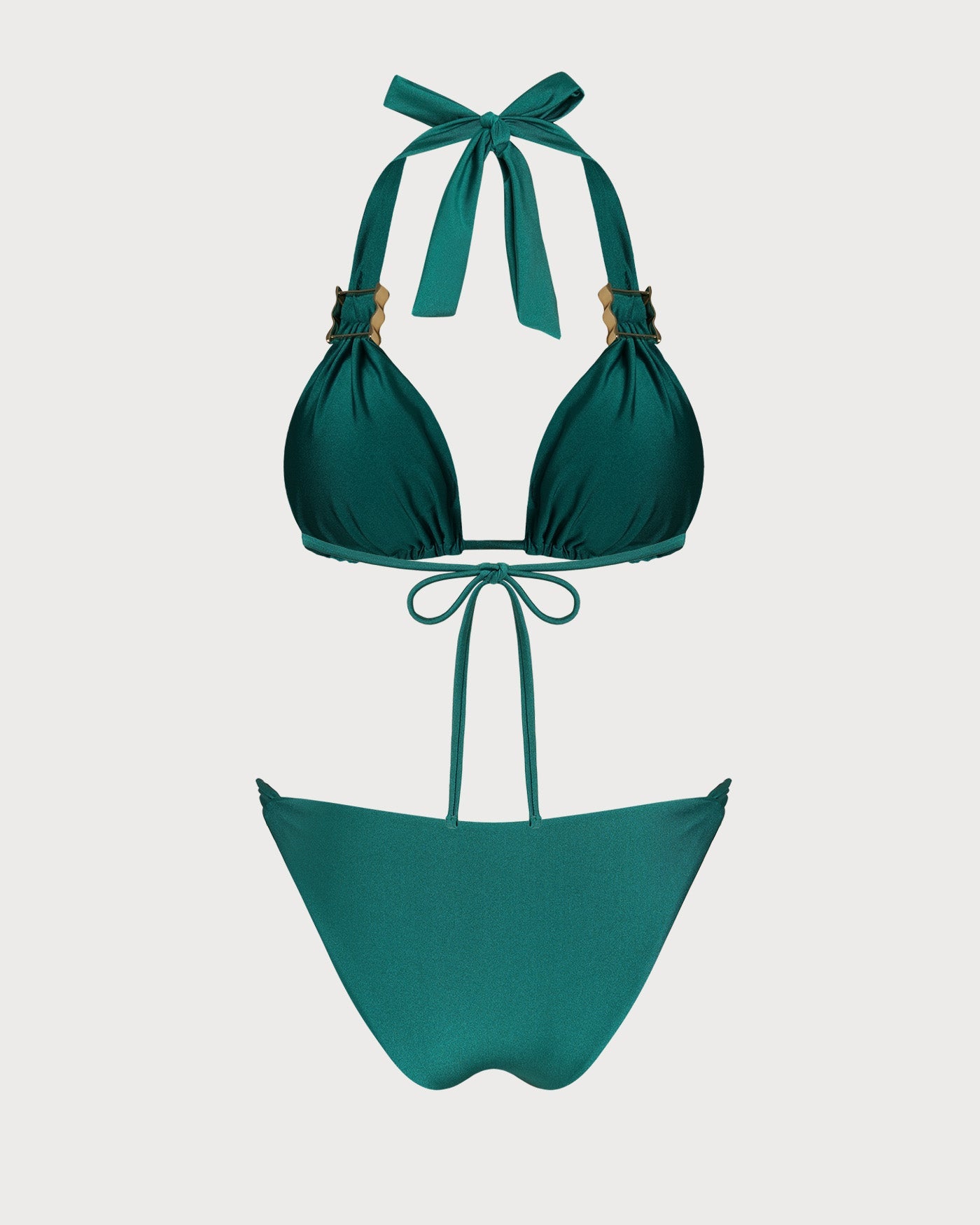 Green Halter Triangle Bikini Set