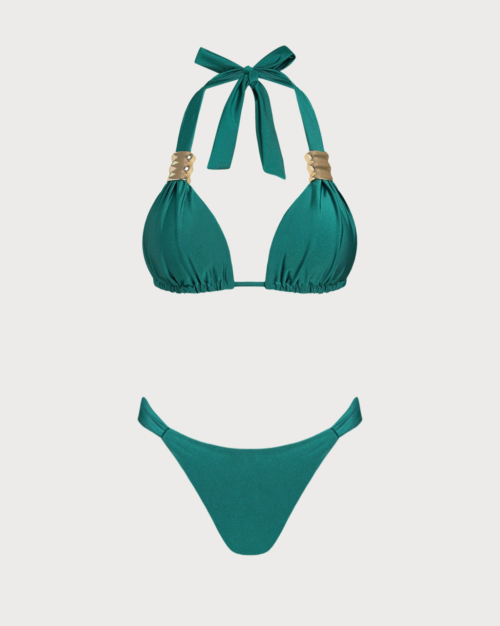 Green Halter Triangle Bikini Set