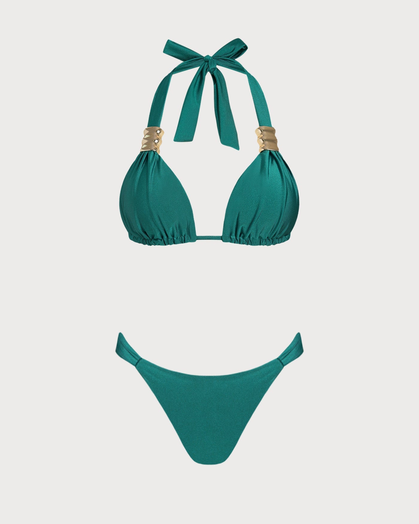 Green Halter Triangle Bikini Set