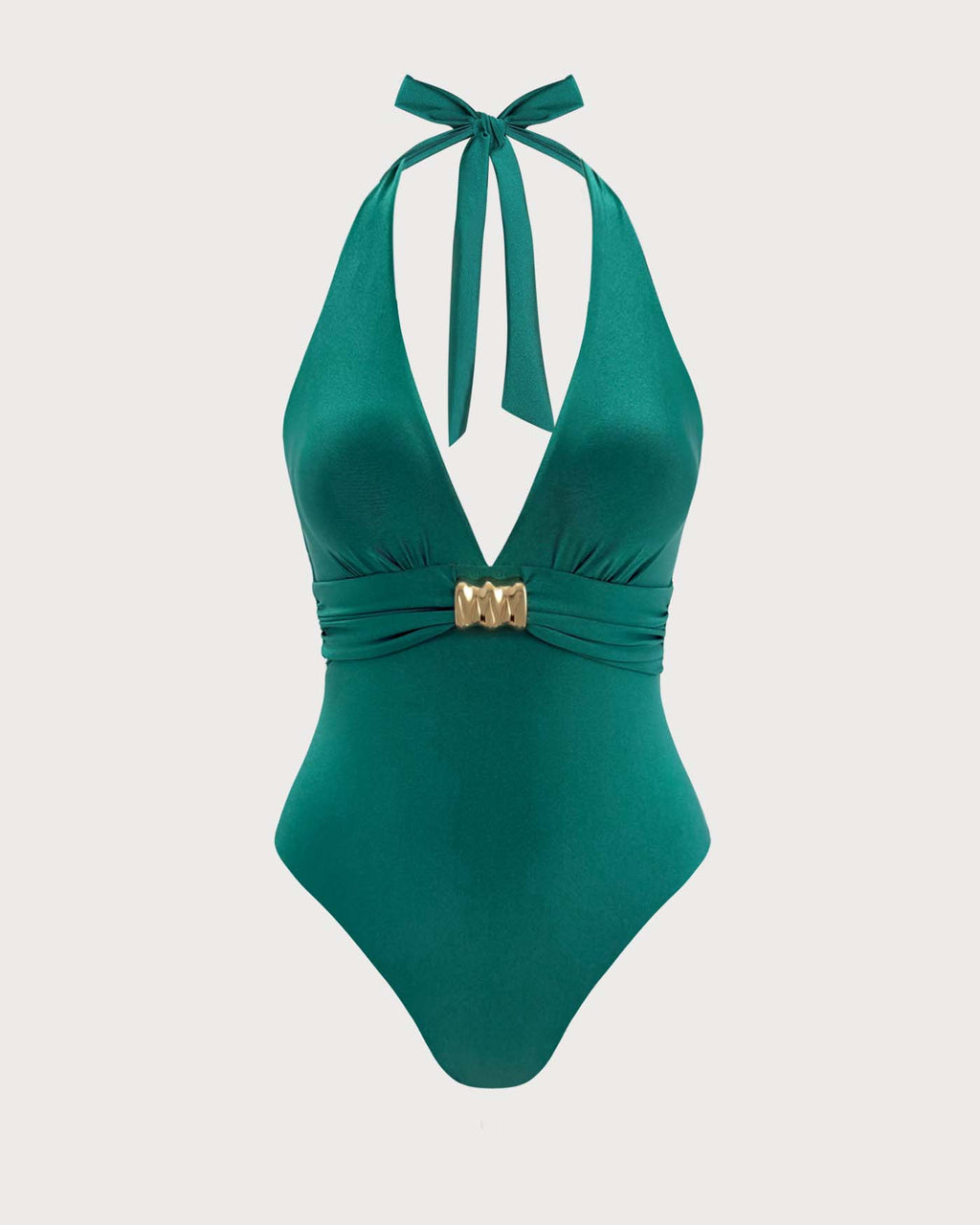 Green Halter Ruched Bralette One Piece