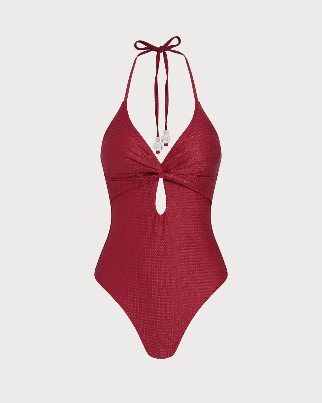 Red Halter Bralette One Piece Swimwear