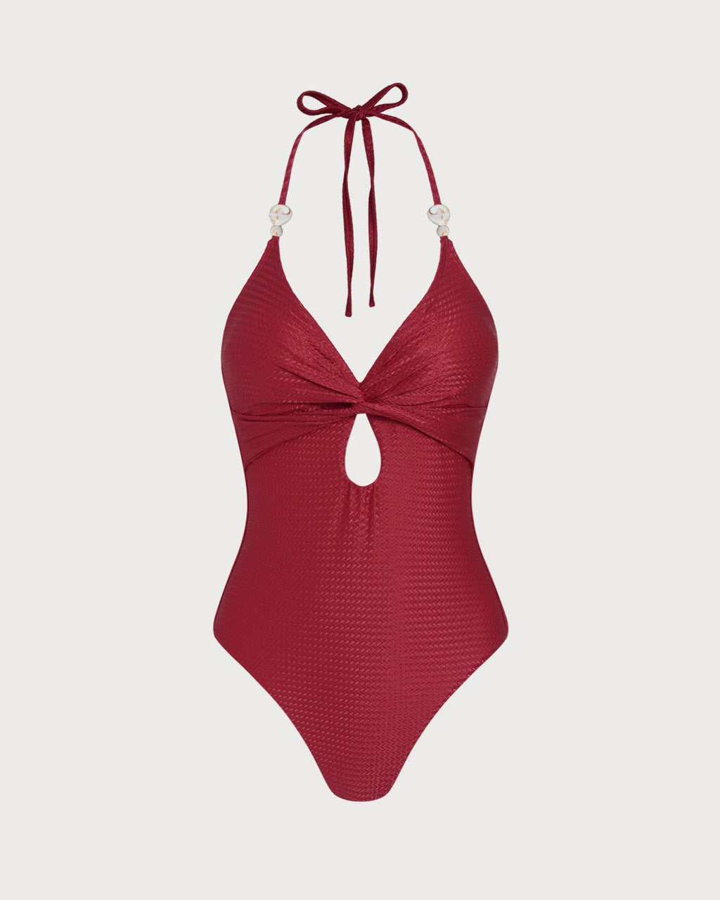 Red Halter Bralette One Piece Swimwear