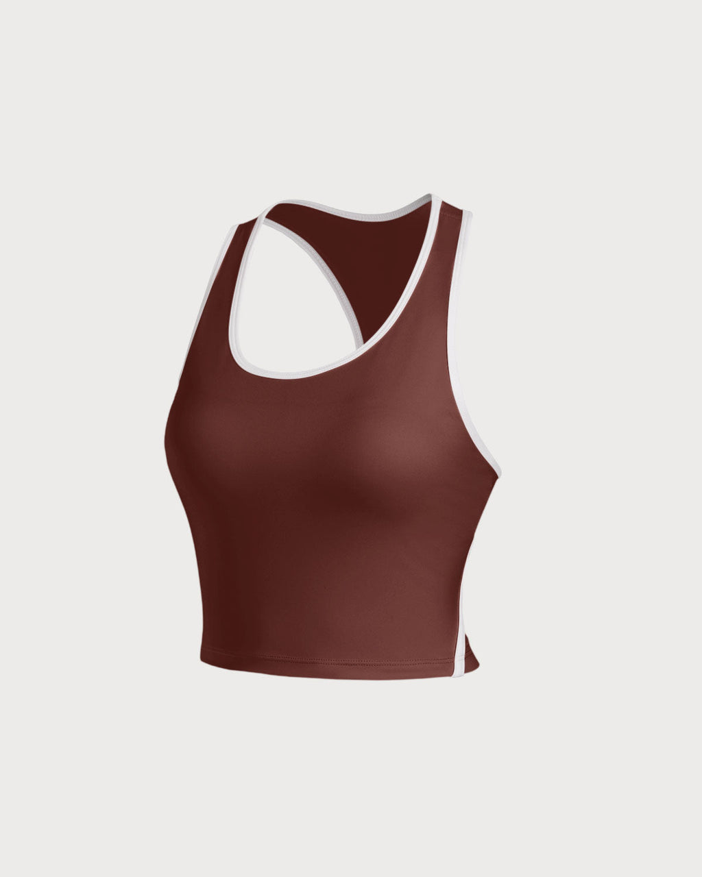 Brown Scoop Neck Yoga Tank Top - Light Support