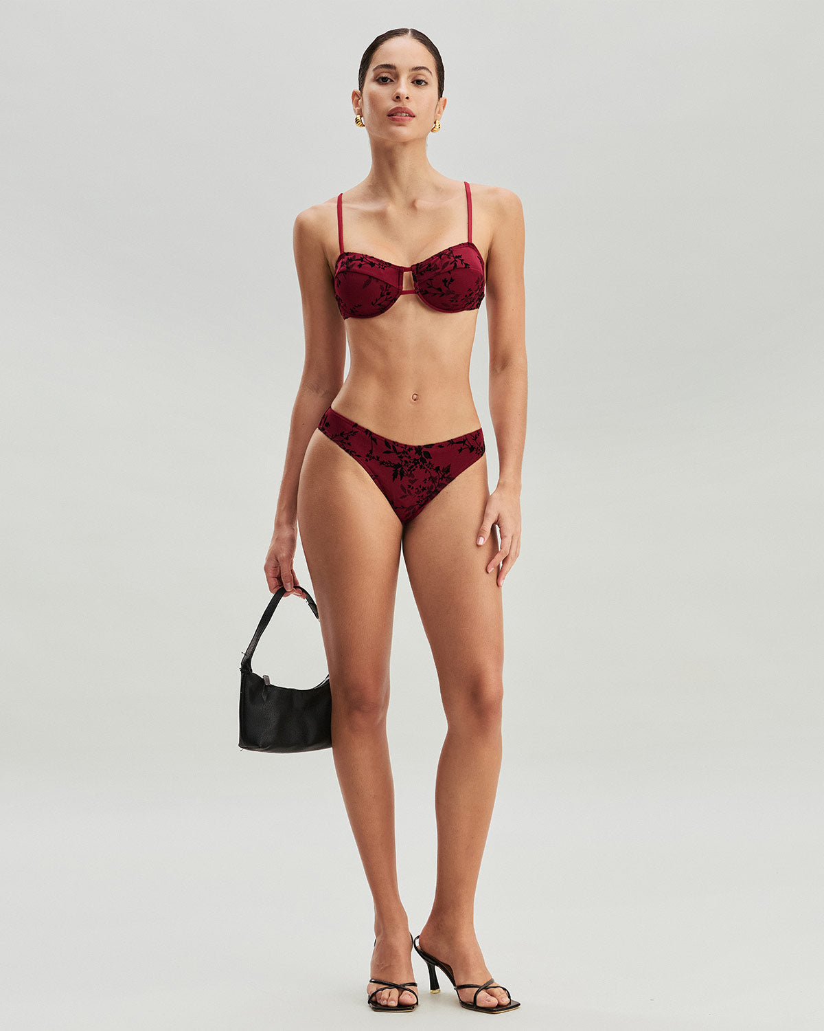 Red Floral Underwire Bikini Set