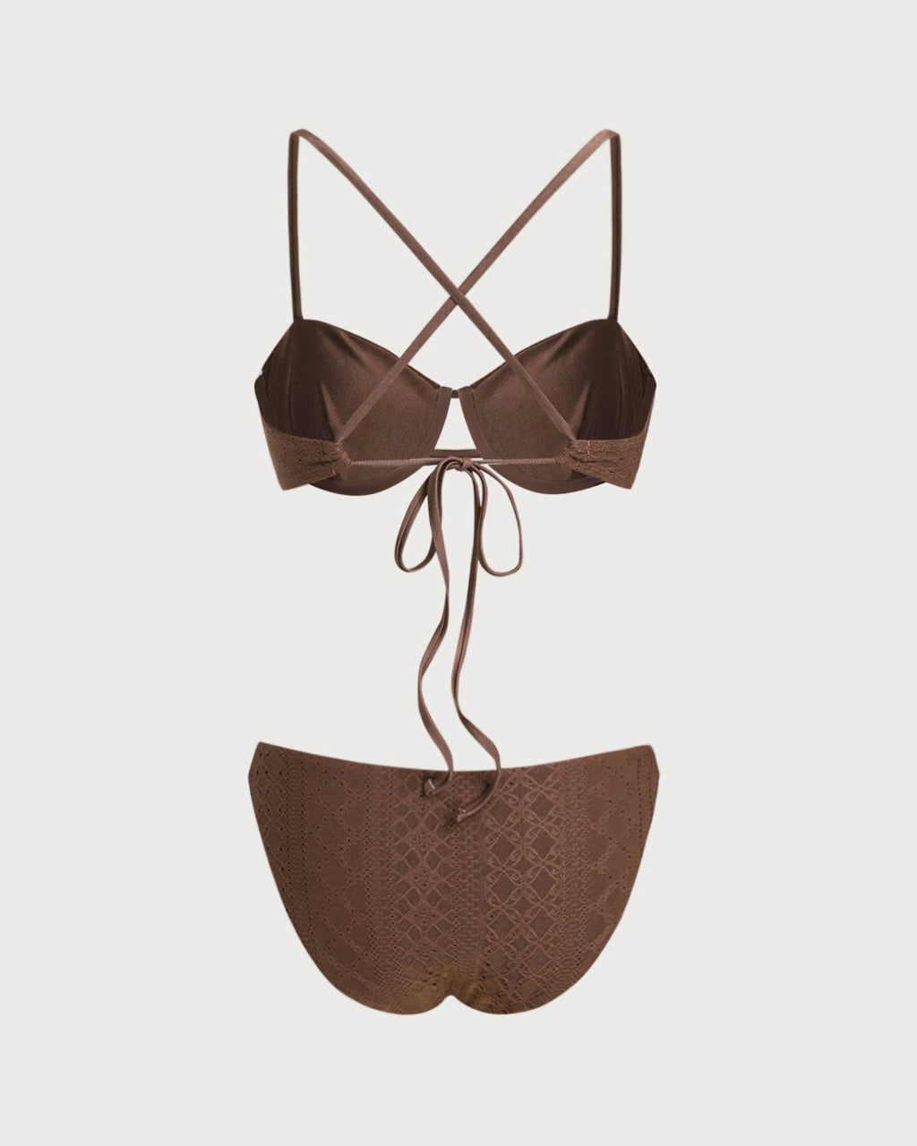 Brown Textured Underwire Bikini Set