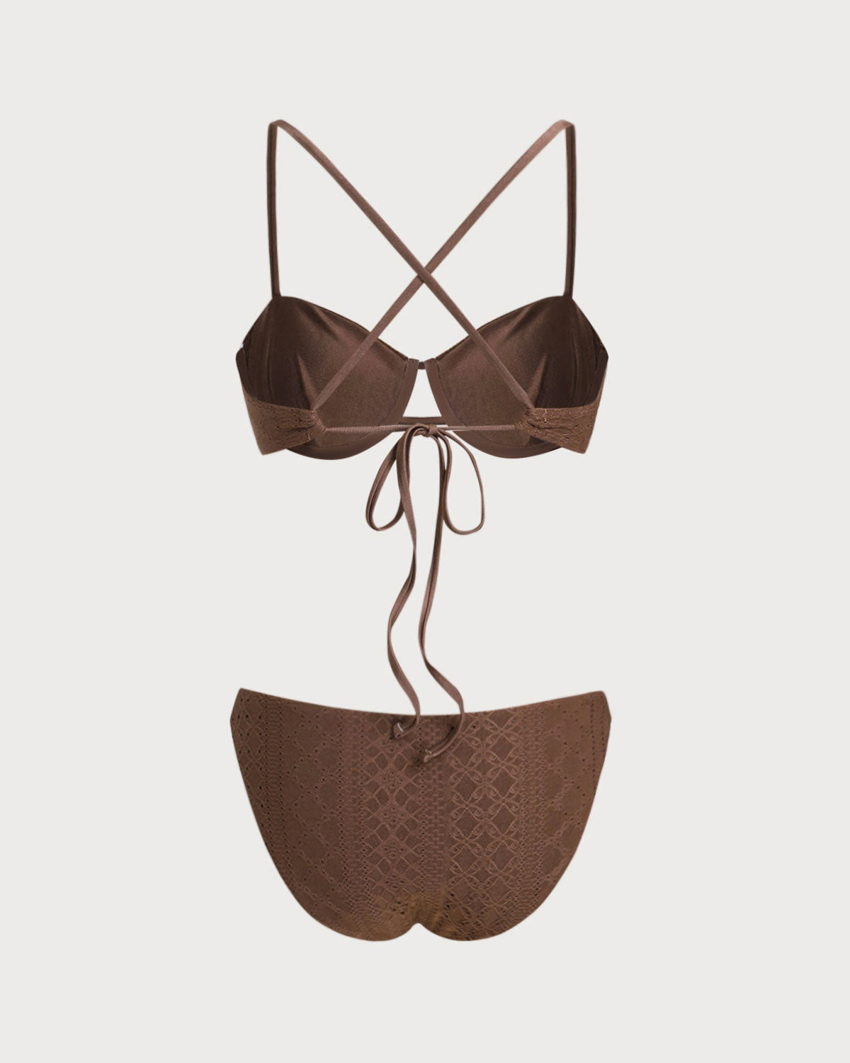 Brown Textured Underwire Bikini Set