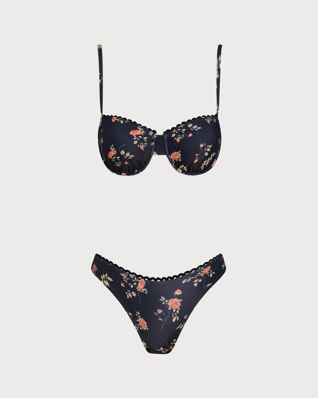 Navy Floral Underwire Bikini Set