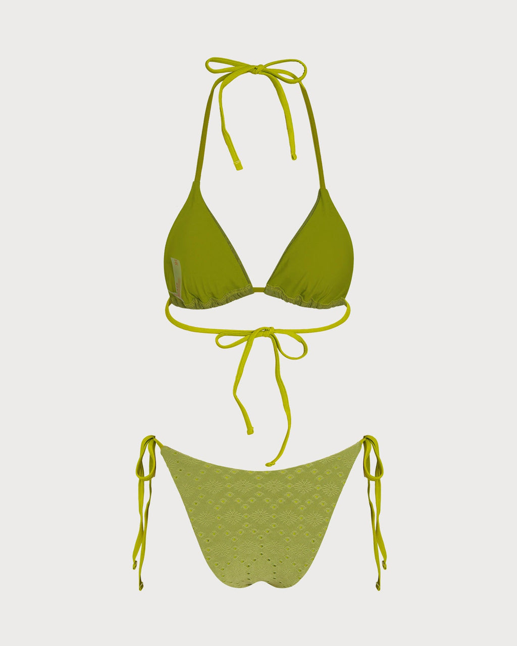 Green Textured Triangle Bikini Set
