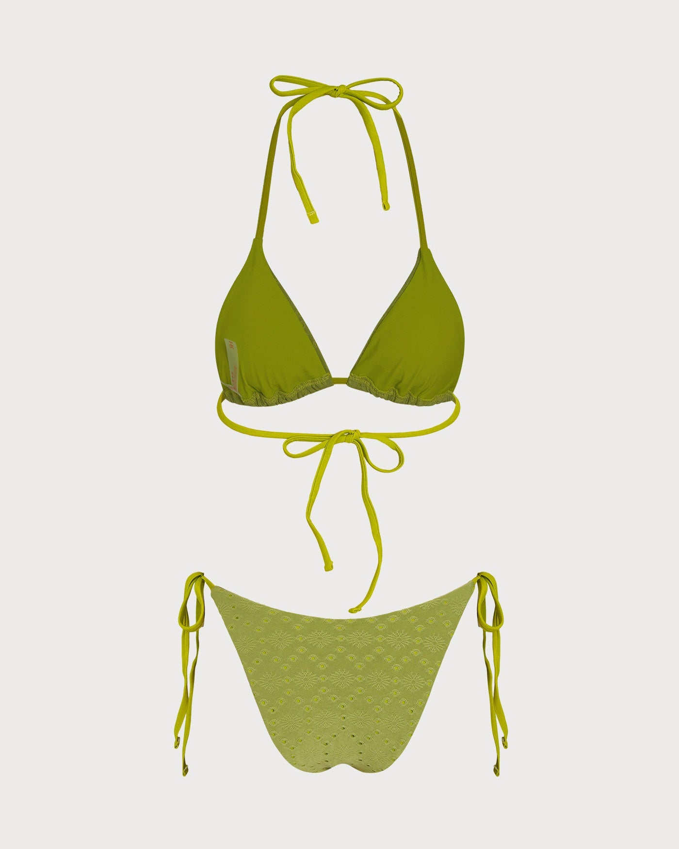 Green Textured Triangle Bikini Set
