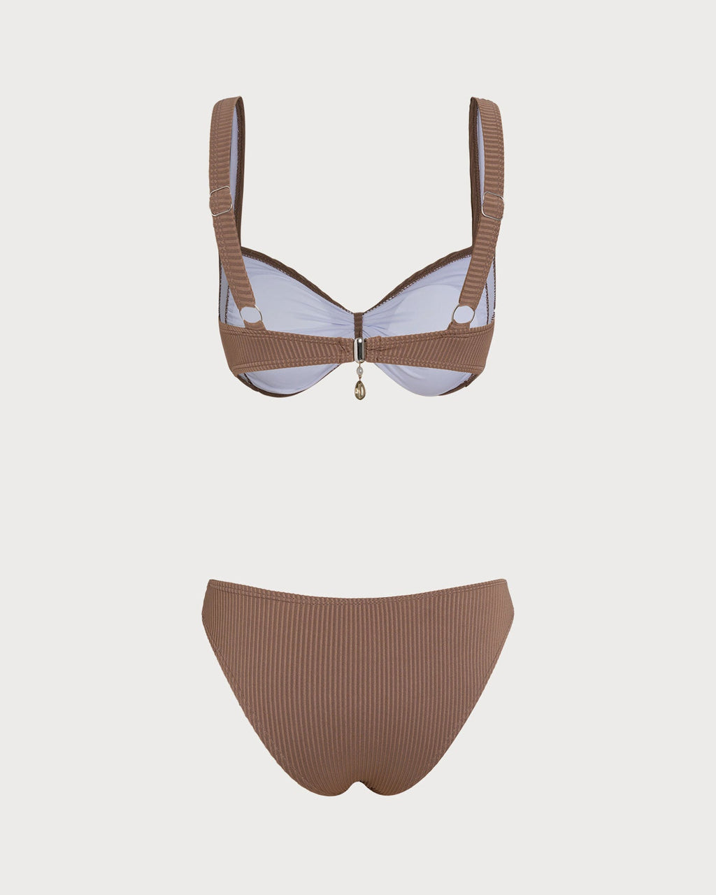 Brown Striped Triangle Bikini Set