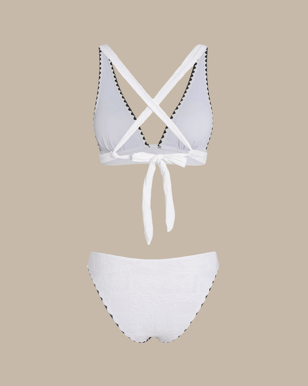 White Contrast X Cross Triangle Bikini Set