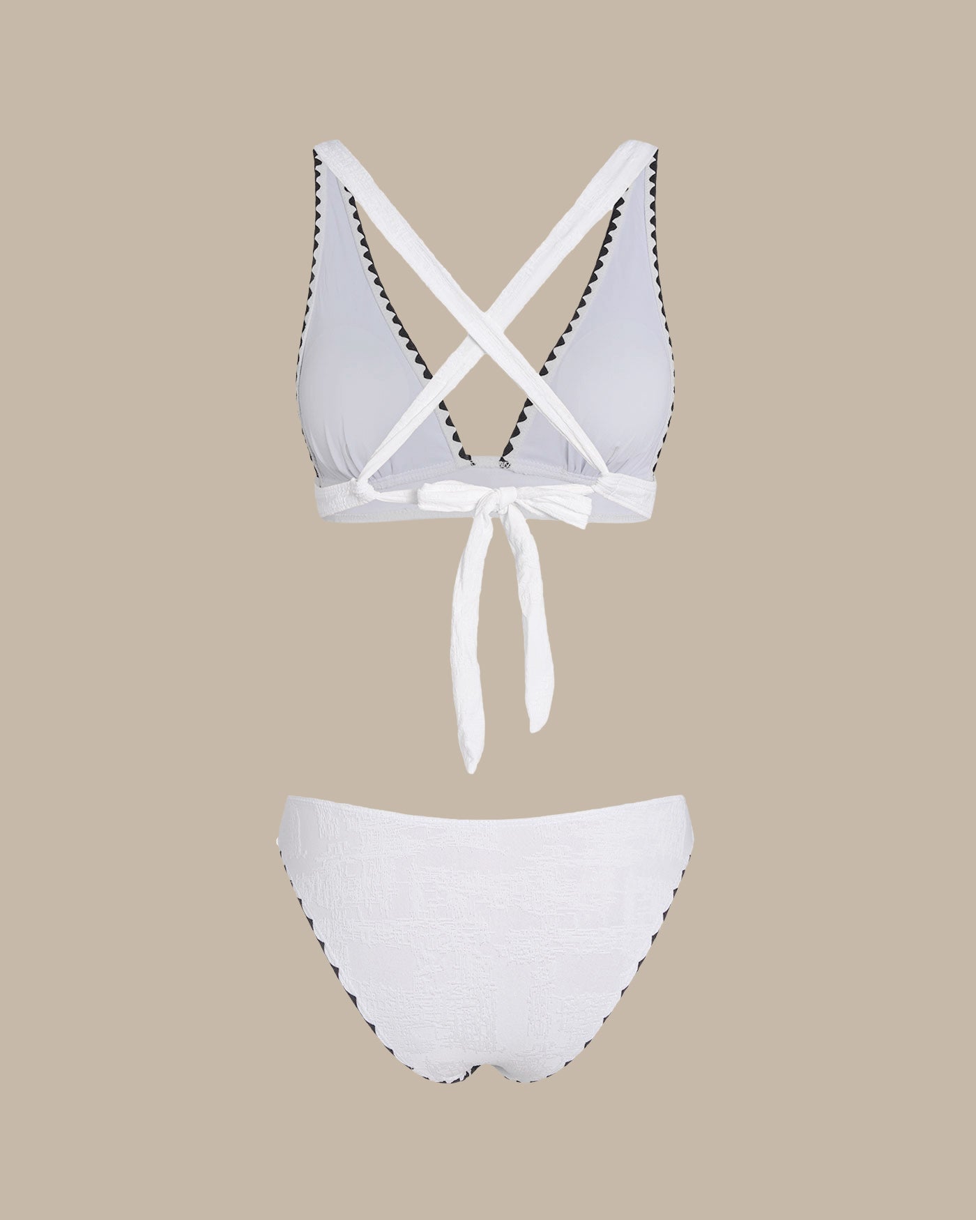 White Contrast X Cross Triangle Bikini Set
