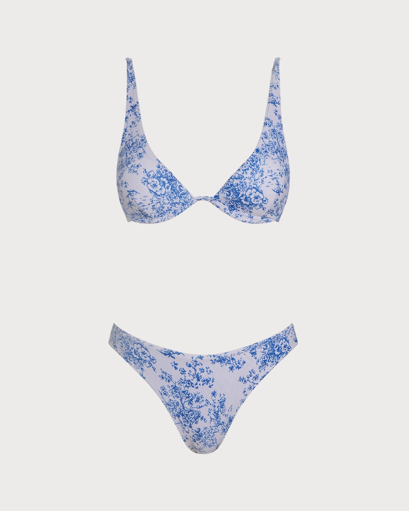 Blue Floral Underwire Bikini Set