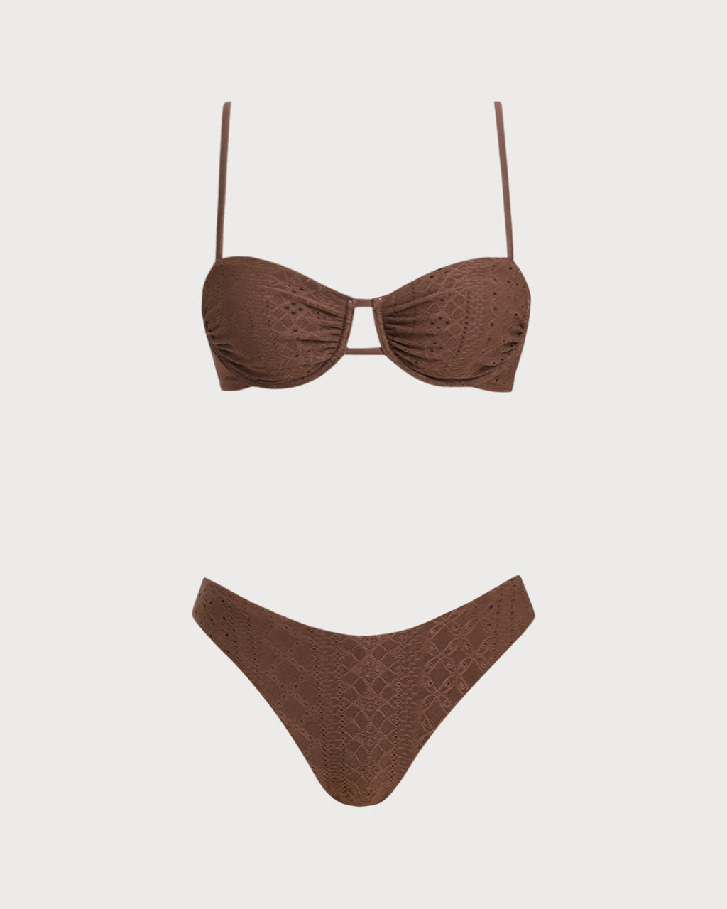 Brown Textured Underwire Bikini Set