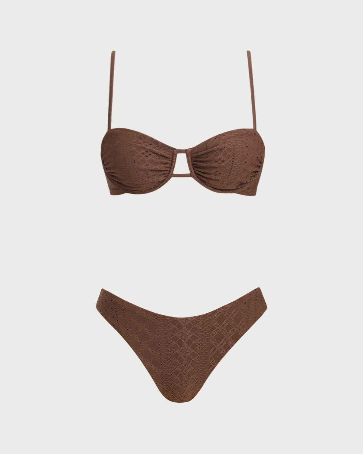 Brown Textured Underwire Bikini Set
