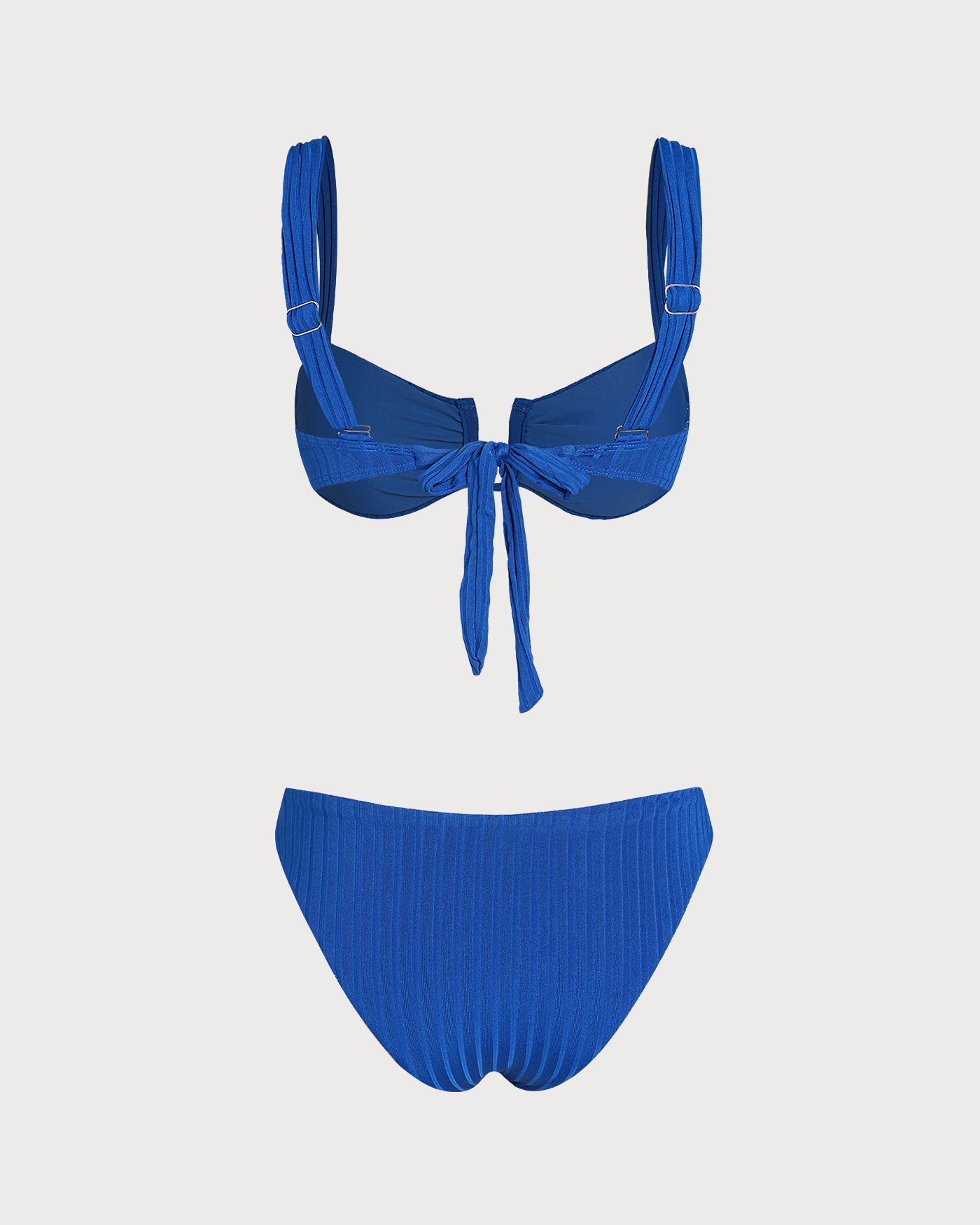 Blue Textured Triangle Bikini Set