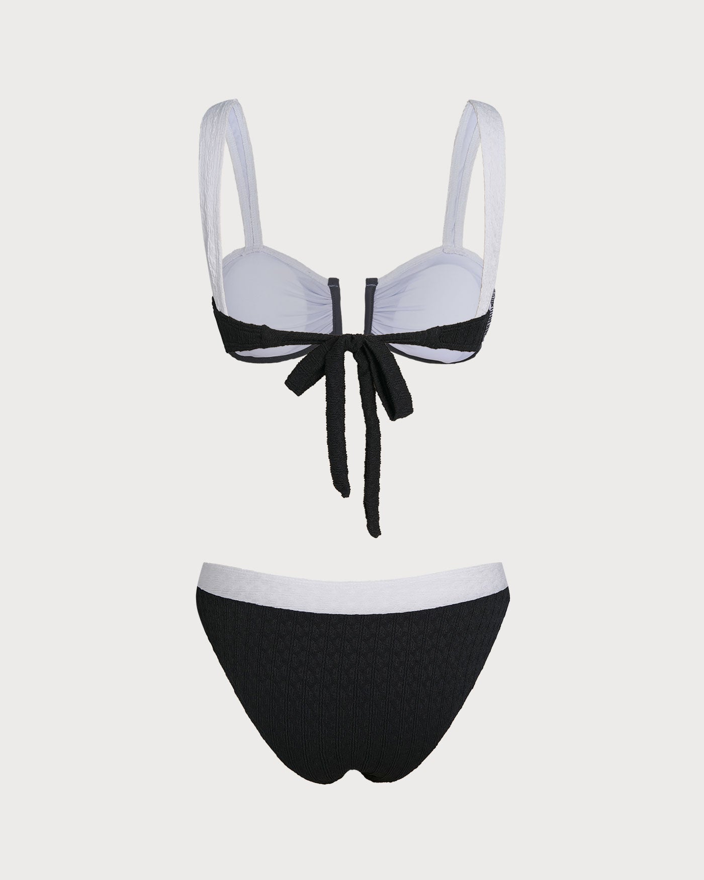 Black Contrast U Neck Triangle Bikini Set