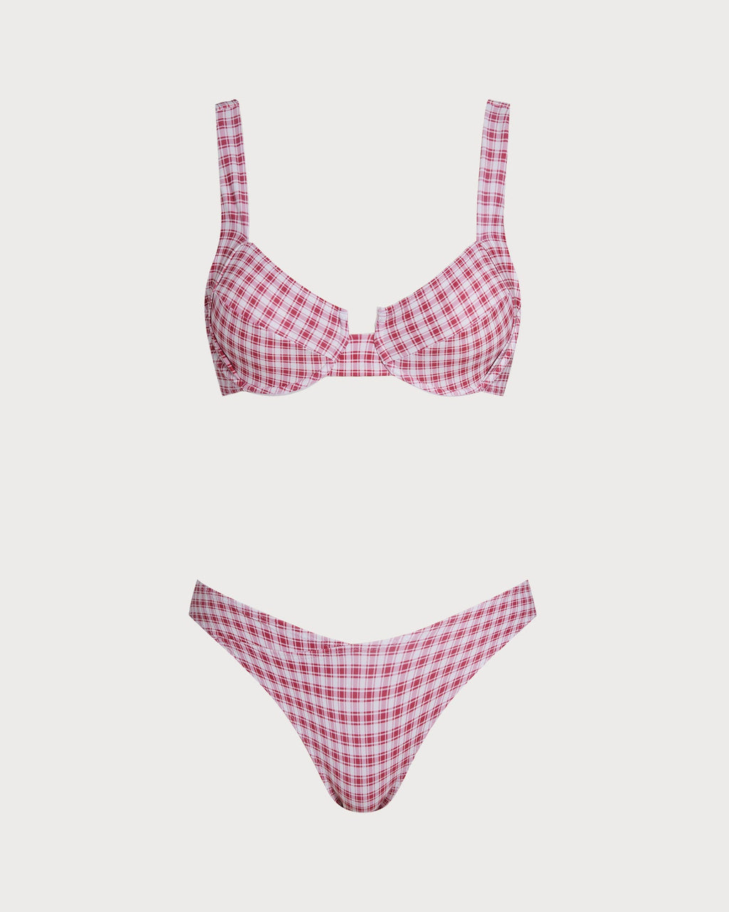 Red Plaid Underwire Bikini Set