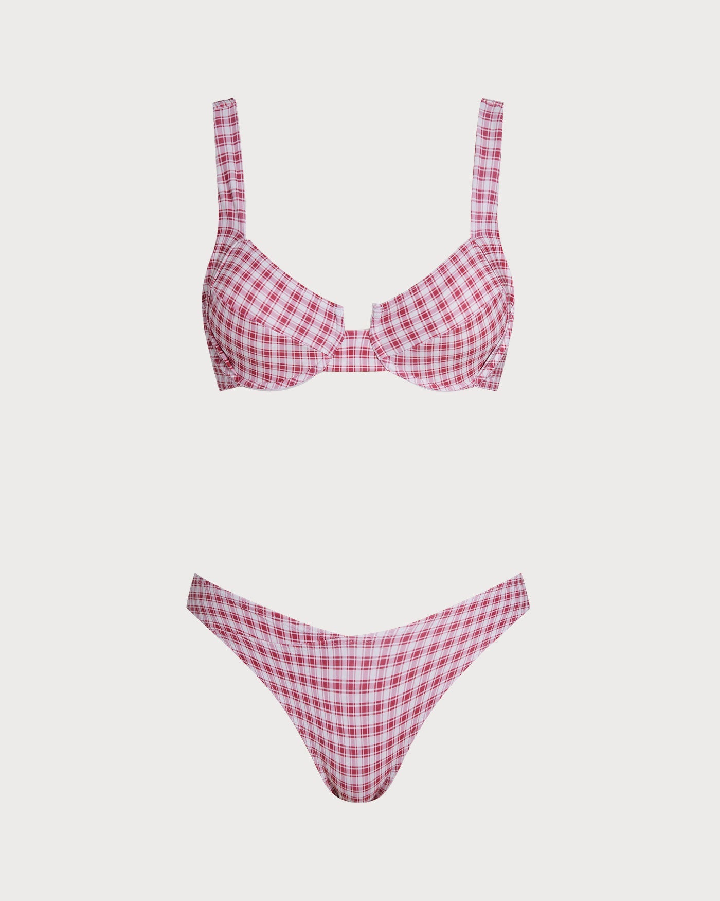 Red Plaid Underwire Bikini Set
