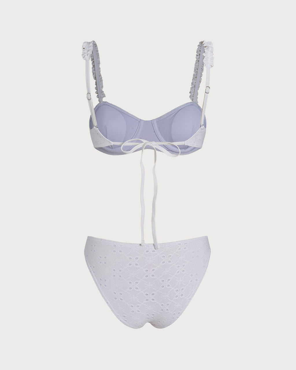 White Jacquard Underwire Drawstring Bikini Set