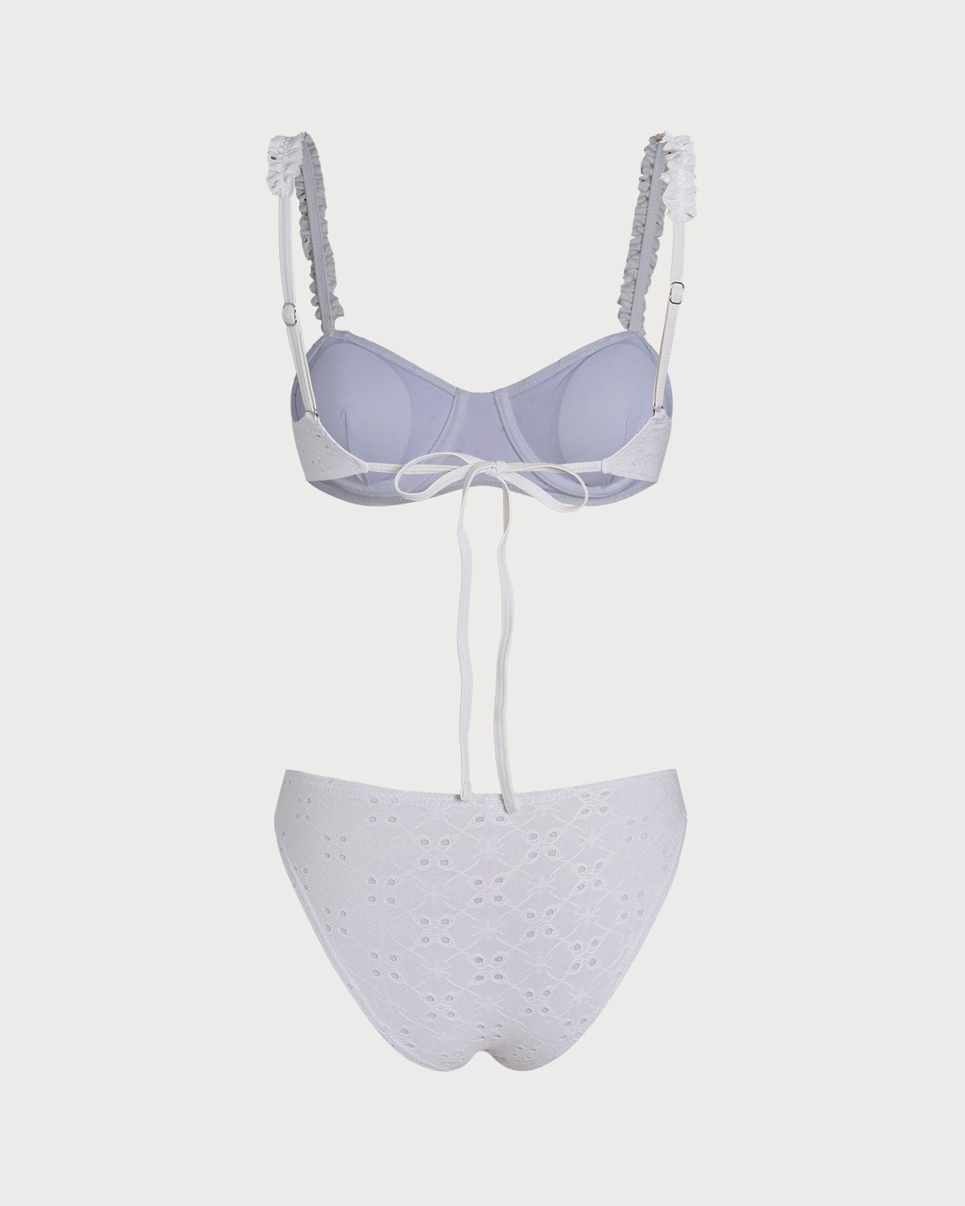 White Jacquard Underwire Drawstring Bikini Set