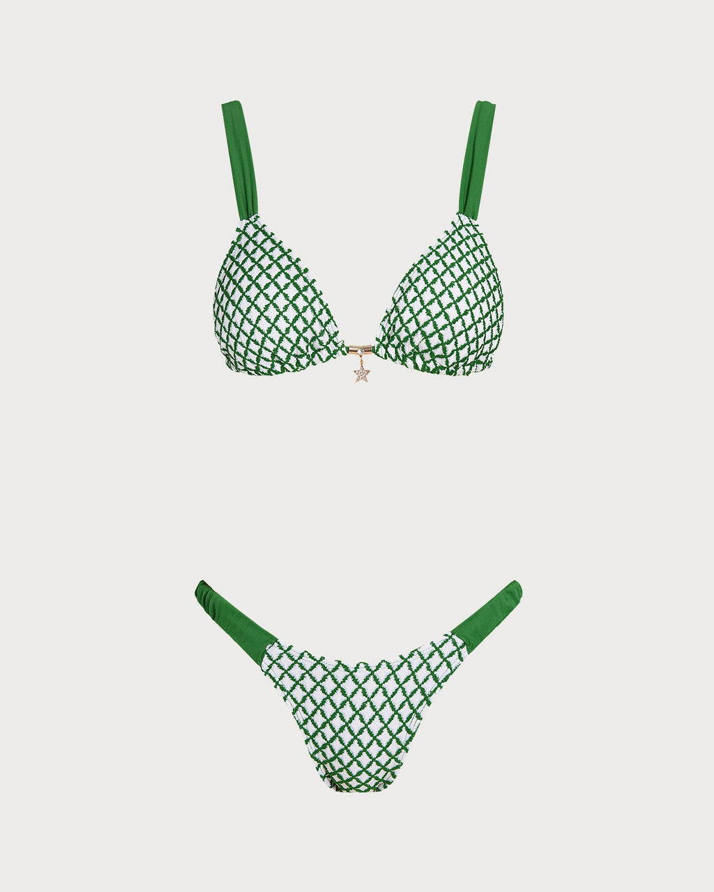 Green Plaid Triangle Bikini Set