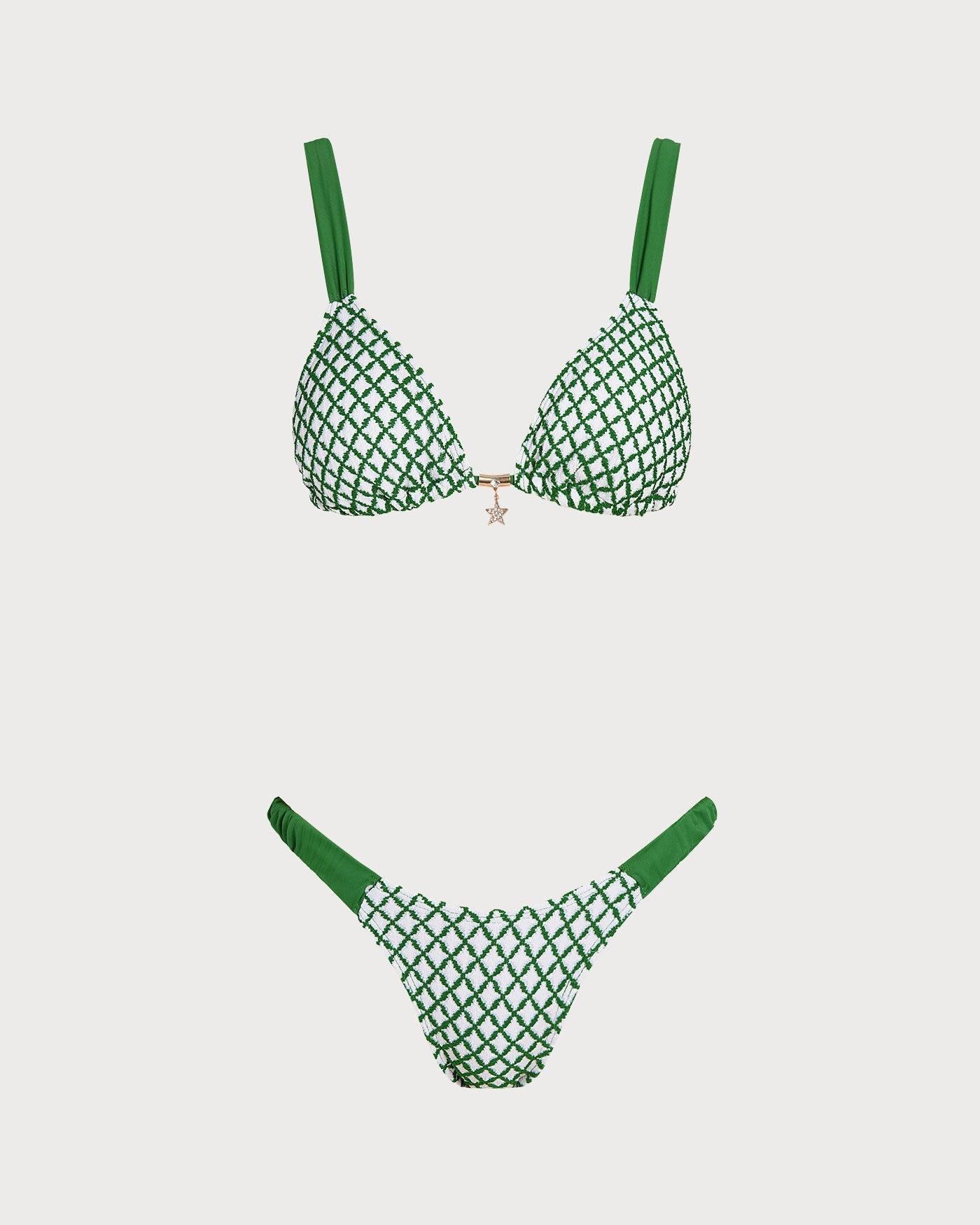 Green Plaid Triangle Bikini Set