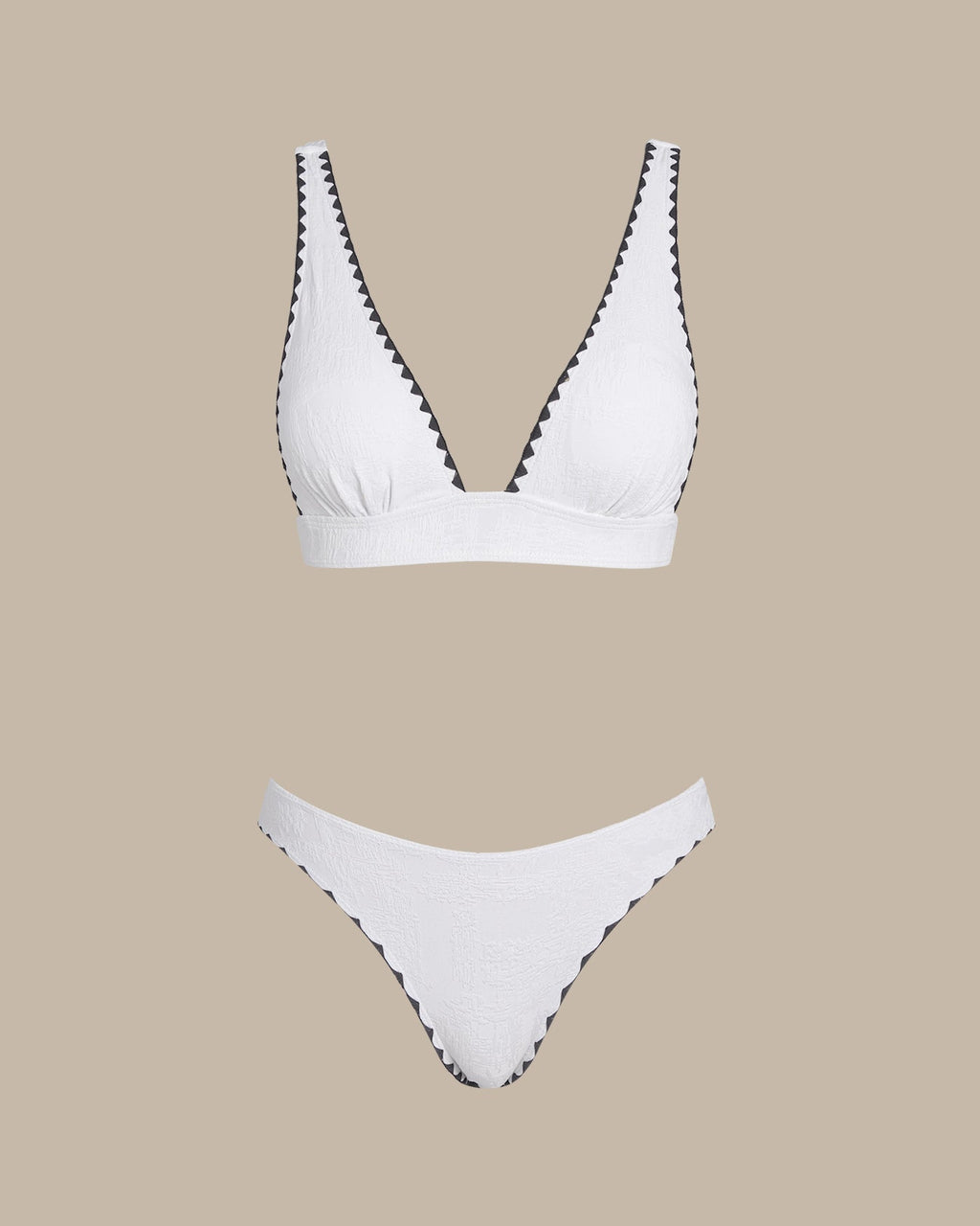 White Contrast X Cross Triangle Bikini Set