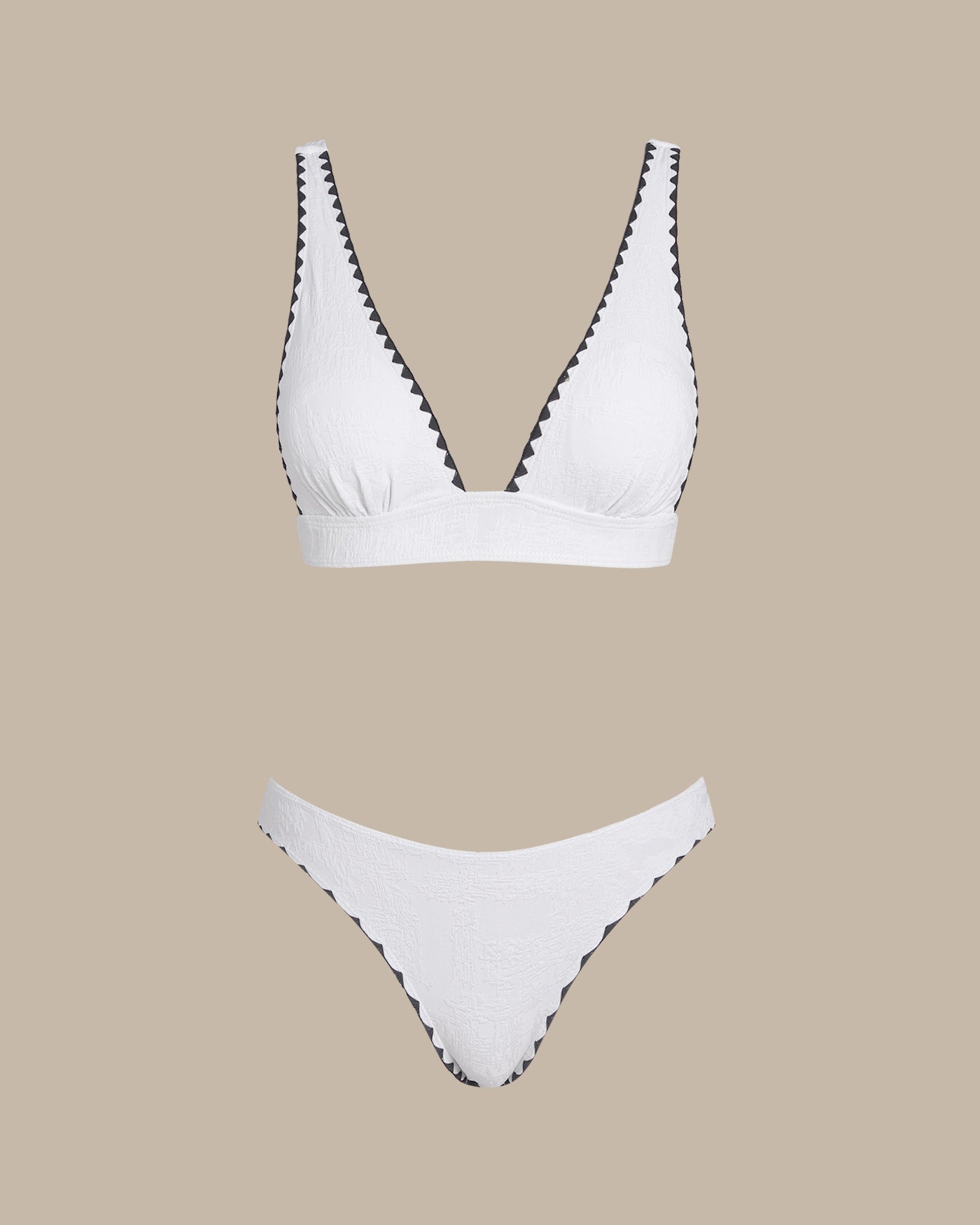 White Contrast X Cross Triangle Bikini Set