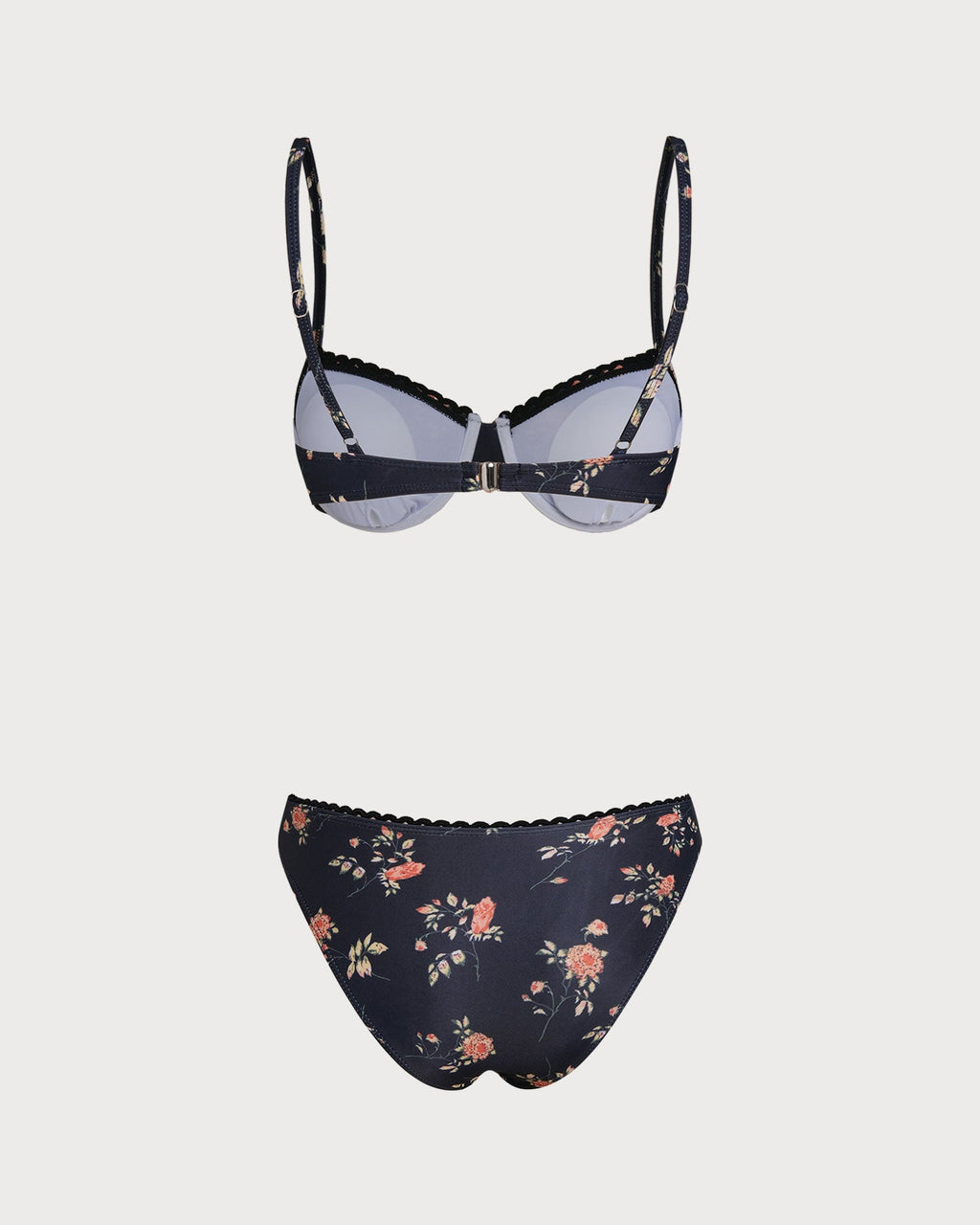 Navy Floral Underwire Bikini Set