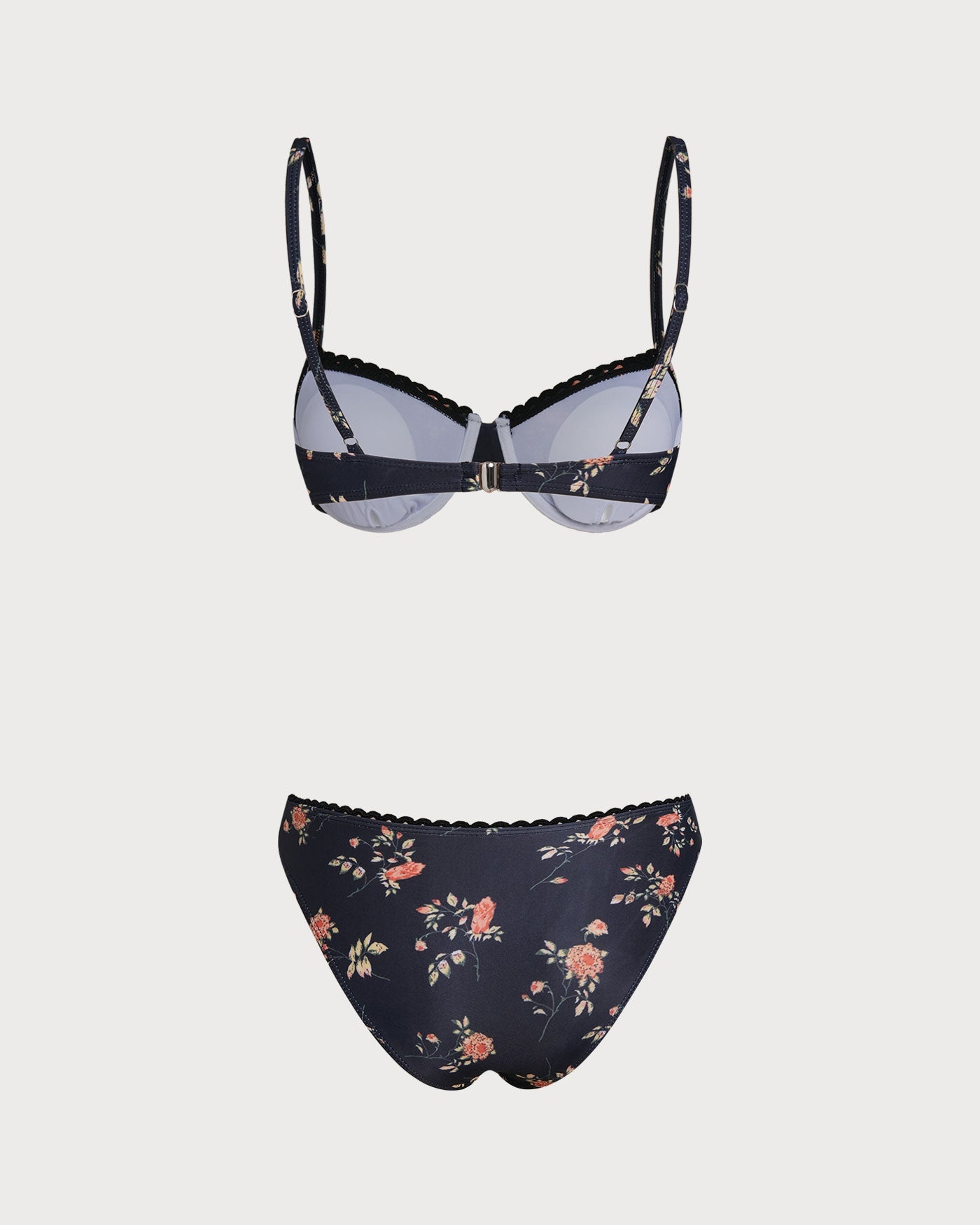 Navy Floral Underwire Bikini Set