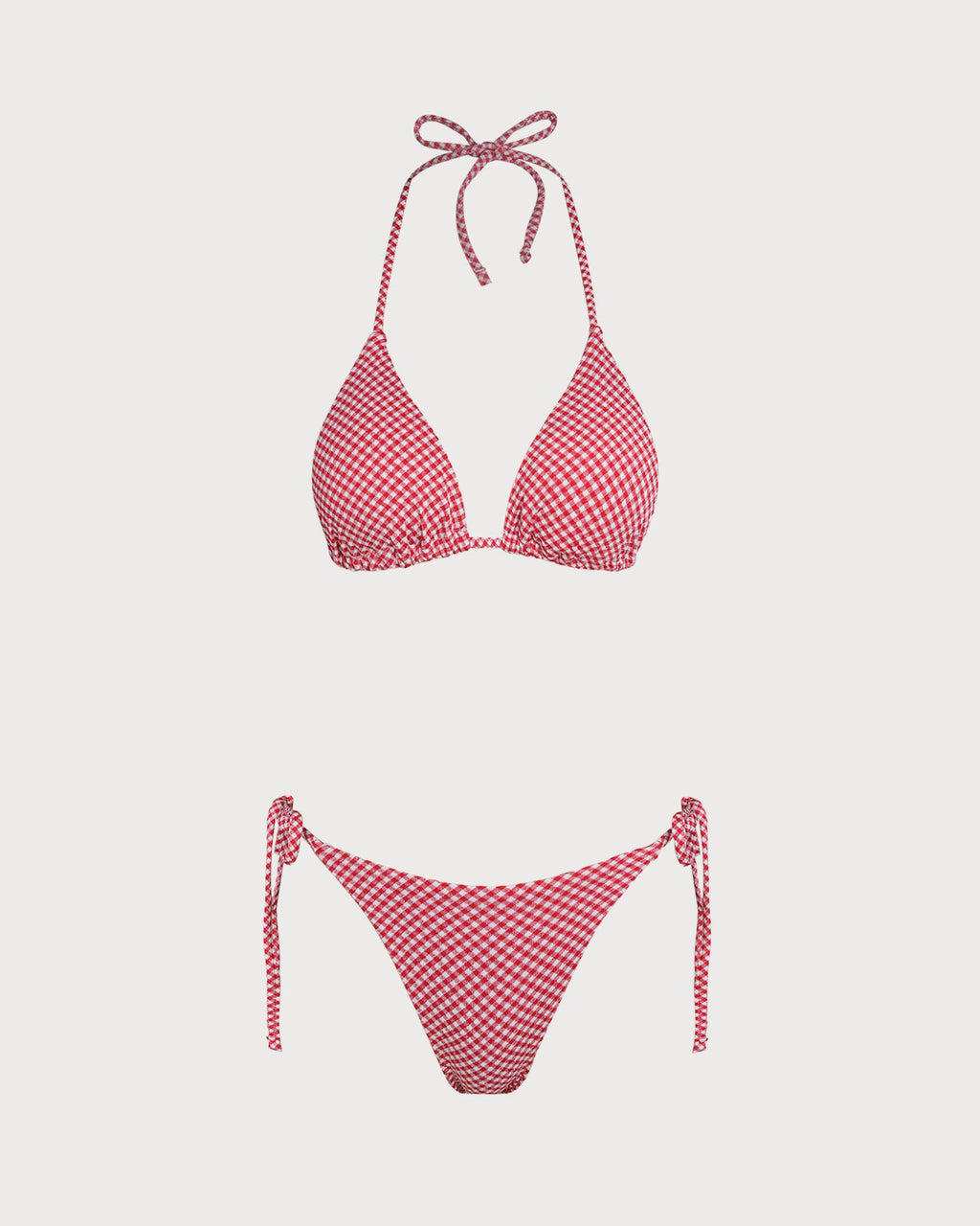 Red Plaid Triangle Bikini Set
